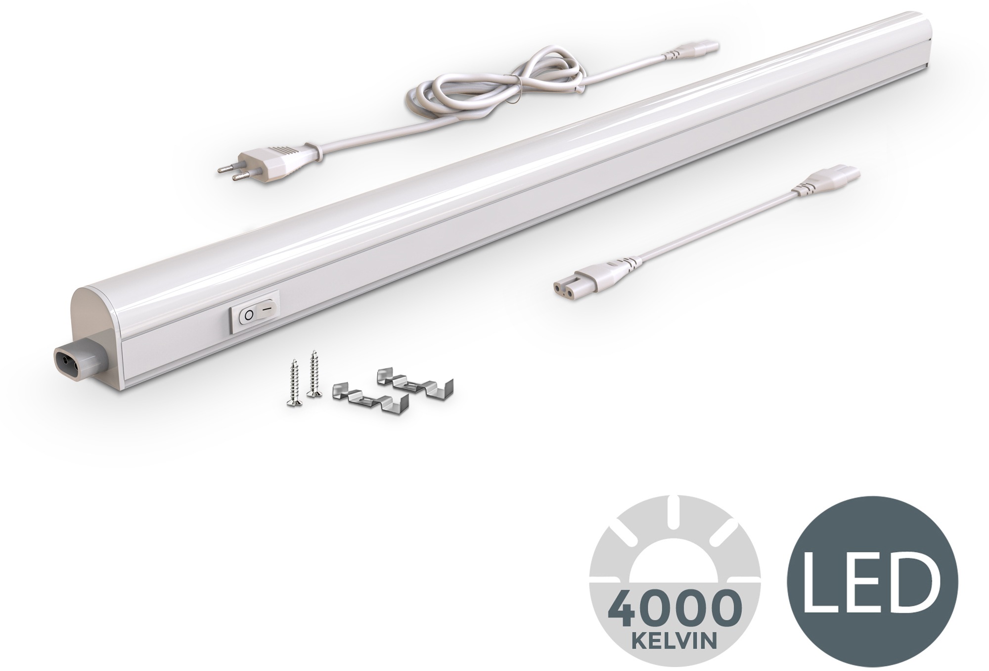 B.K.Licht LED Lichtleiste, 1 flammig, Leuchtmittel LED-Board | LED fest integriert, Lichtleiste, Küchenlampe, Stecksystem, 15W 1.200 Lumen 4.000K, weiß