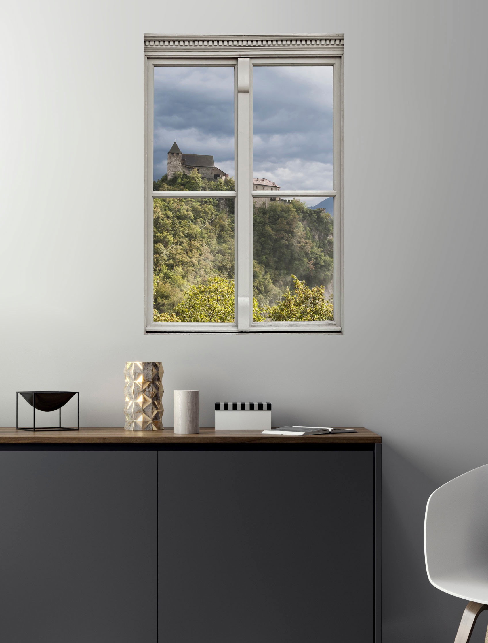 queence Wandsticker »Schloss« Wandsticker, Wandbild, selbstklebend, 3D, Fenster