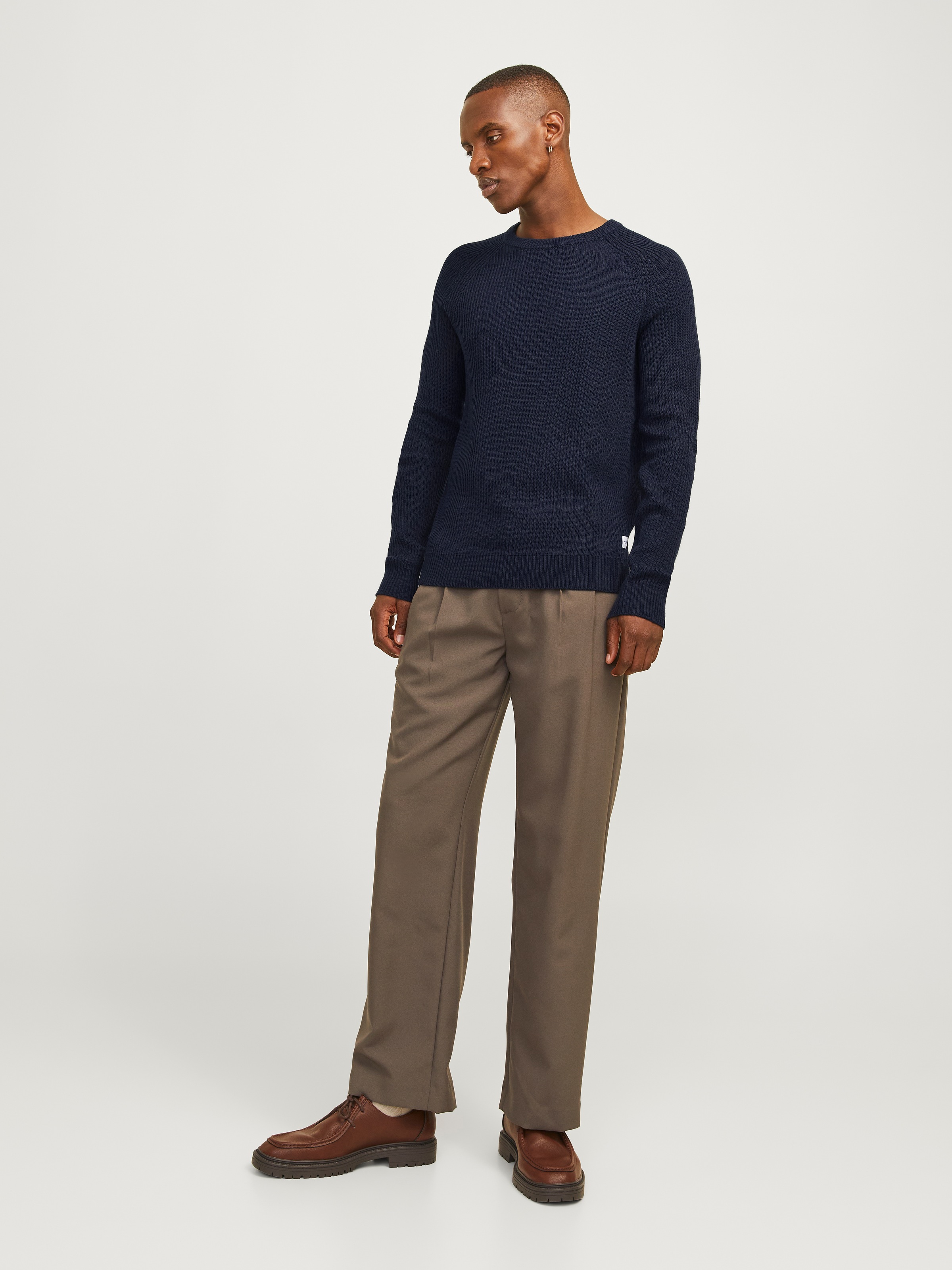 Jack & Jones Rundhalspullover »JJPANNEL KNIT CREW NECK AW24«