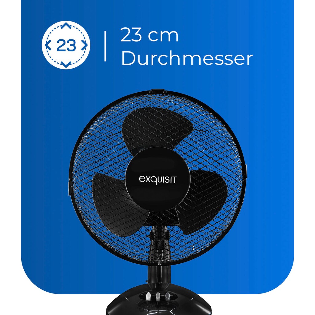 exquisit Tischventilator »VT 33057 sw«, Ø 23 cm, inkl. Oszillation & 30 W Leistung, schwarz