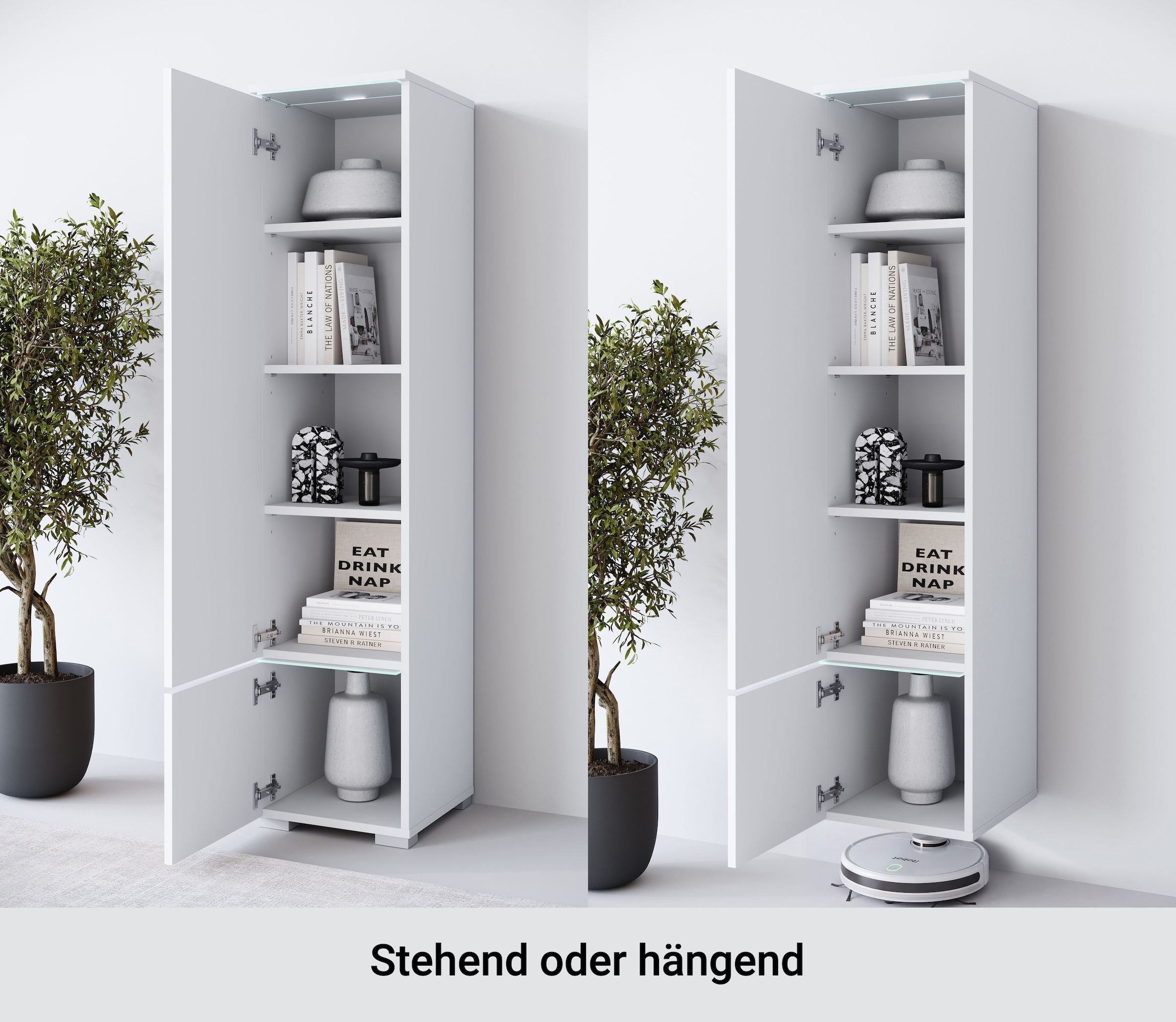 Home affaire Vitrine »Vera, Höhe 130 cm, in verschiedenen Farbausführungen« 1 Stk. tlg. LED-Beleuchtung, Türanschlag frei wählbar, stehend/hängend