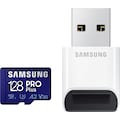 Samsung Speicherkarte »PRO Plus 128GB microSDXC Full HD & 4K UHD inkl. USB-Kartenleser«, (UHS Class 10 160 MB/s Lesegeschwindigkeit)