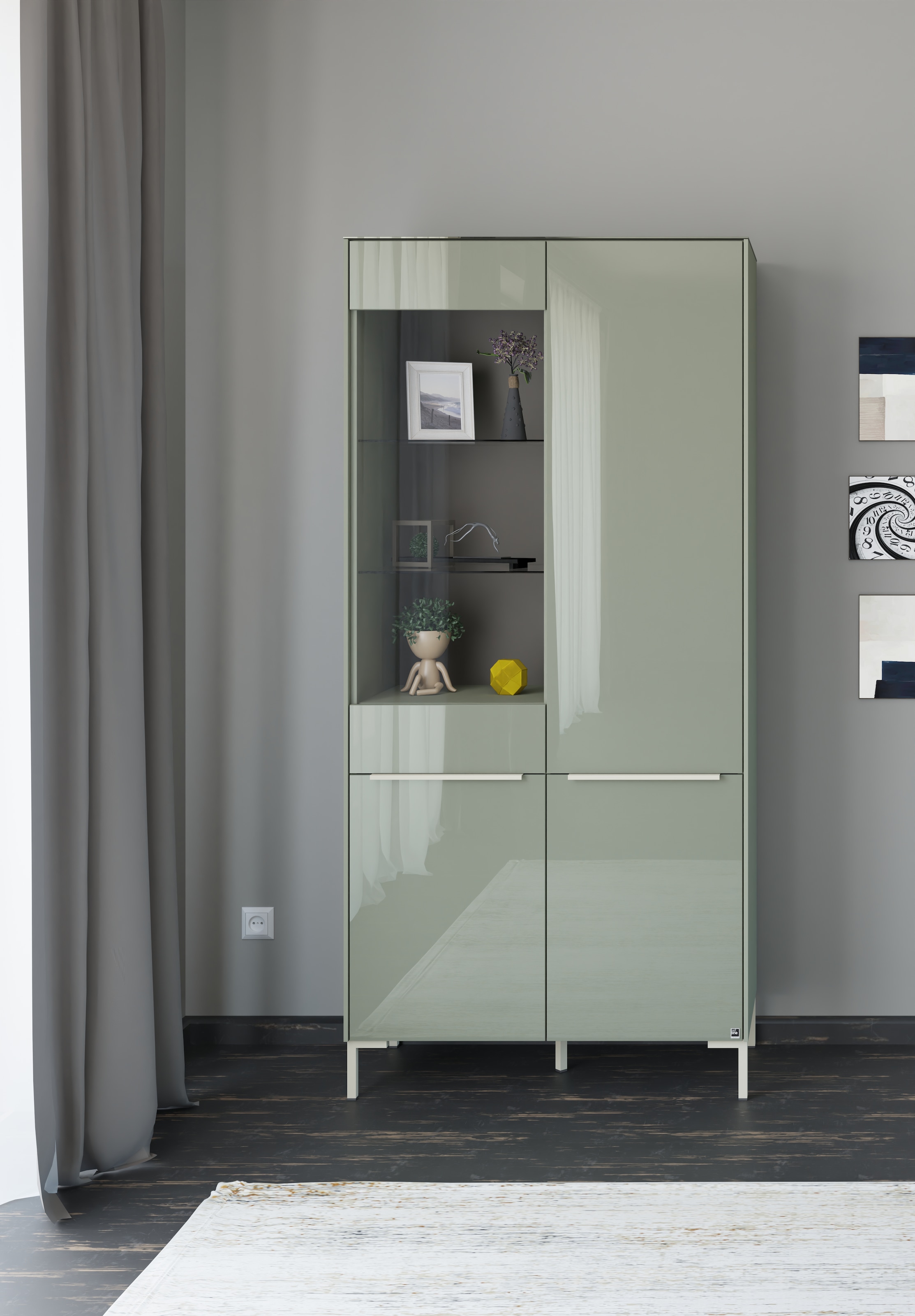 set one by Musterring Standvitrine »Reno« 1 Stk. tlg. Mit Winkelfuß in diversen Farben, 199 cm Höhe & Farbauswahl