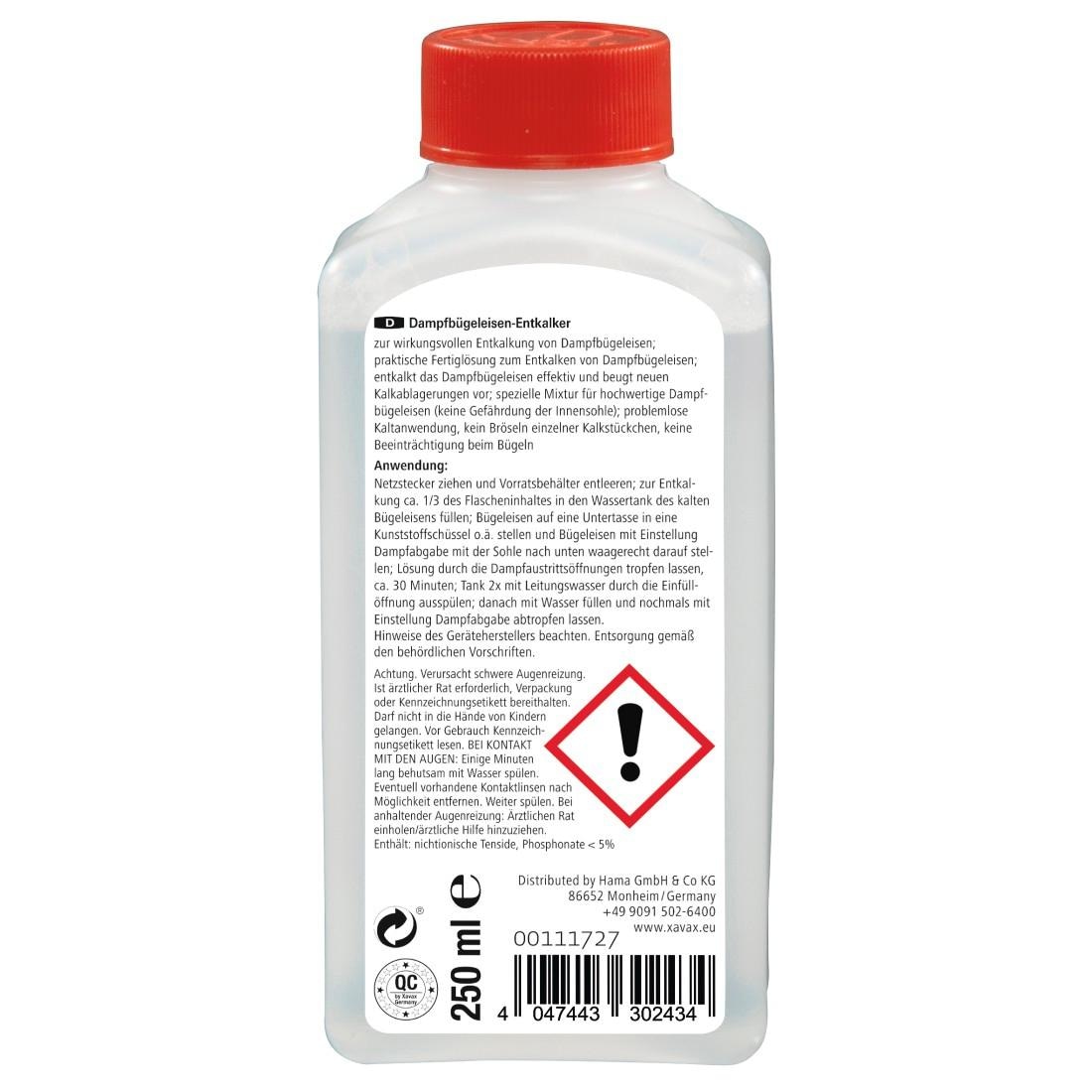 Xavax Entkalker »Entkalker für Dampfbügeleisen Bügeleisenentkalker«, 250 ml, ausreichend für 3 Anwendungen