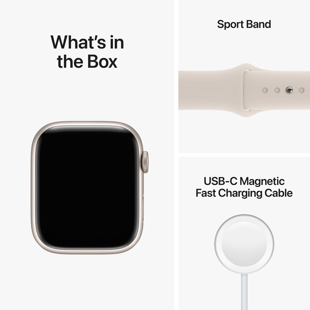 Apple Smartwatch »Series 8, GPS, Aluminium-Gehäuse, 45 mm mit Sportarmband«, (Watch OS)