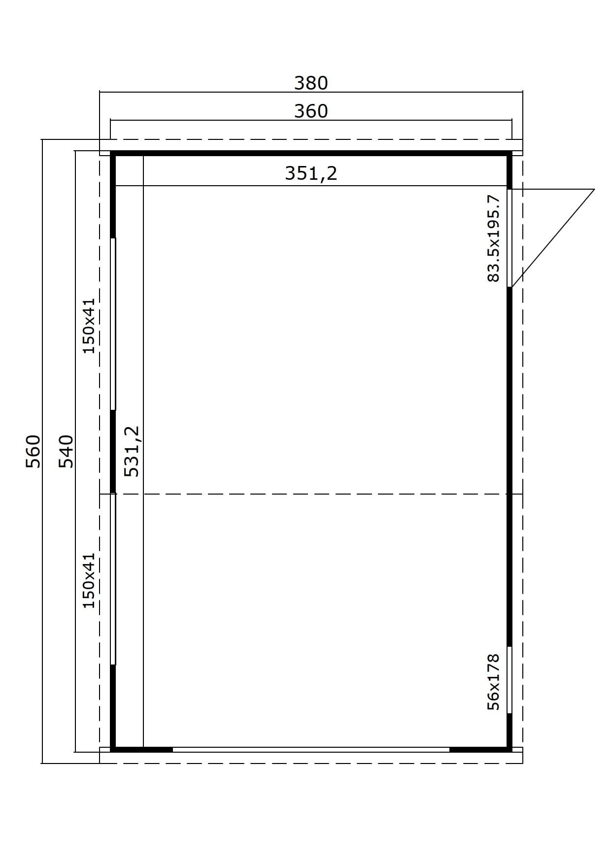 Nordic Holz Garage »BAHAMAS 2« BxT: 380x560 cm, 205 cm Einfahrthöhe, mit Sektionaltor