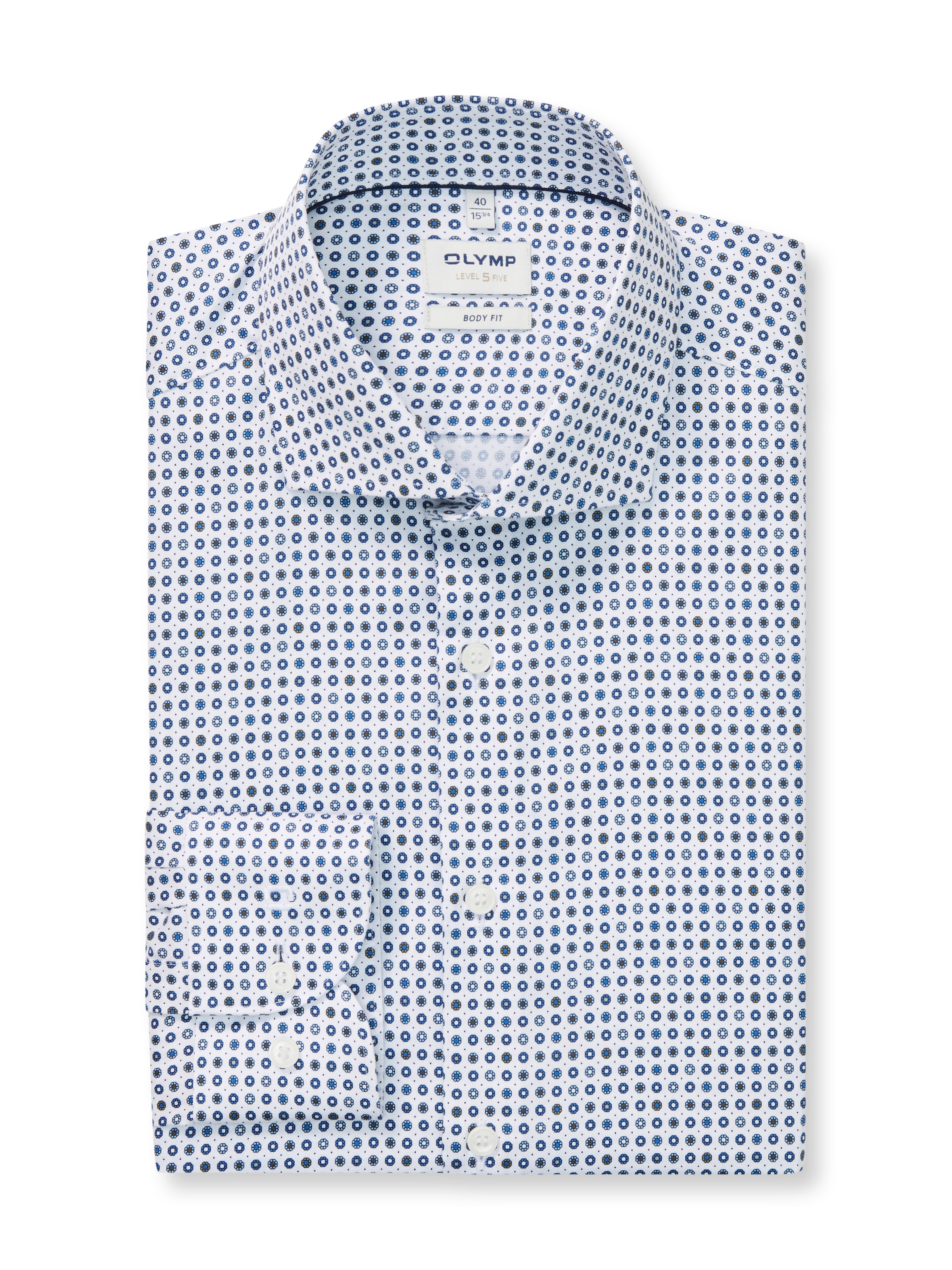 OLYMP Langarmhemd »Level 5« Royal-Kentkragen, body fit, Businesshemd, fein gemustert
