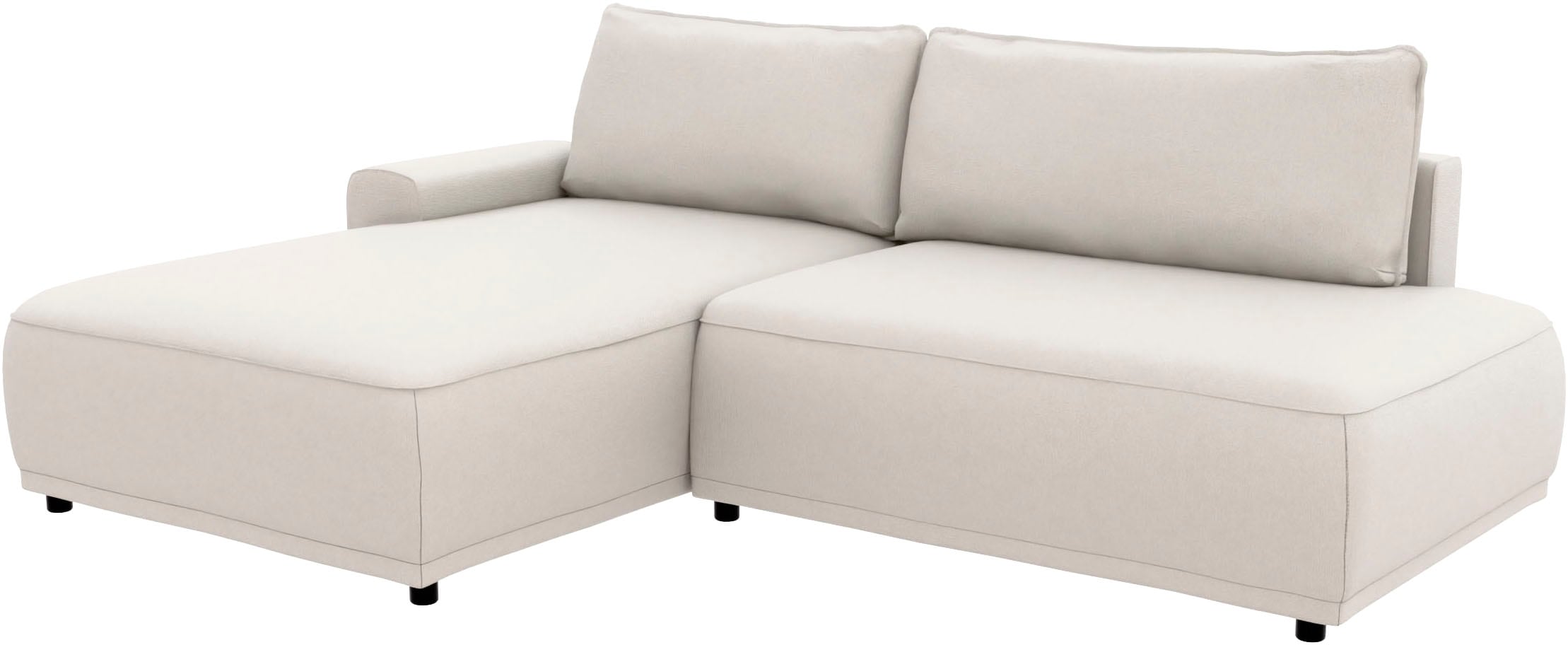 TRENDMANUFAKTUR Ecksofa »Fordon II, Schlafsofa mit Bettkasten, Couch in L-Form, Breite 250 cm« in Struktur LUMOS, 3D-Effekt, sandgrau, Armlehne links