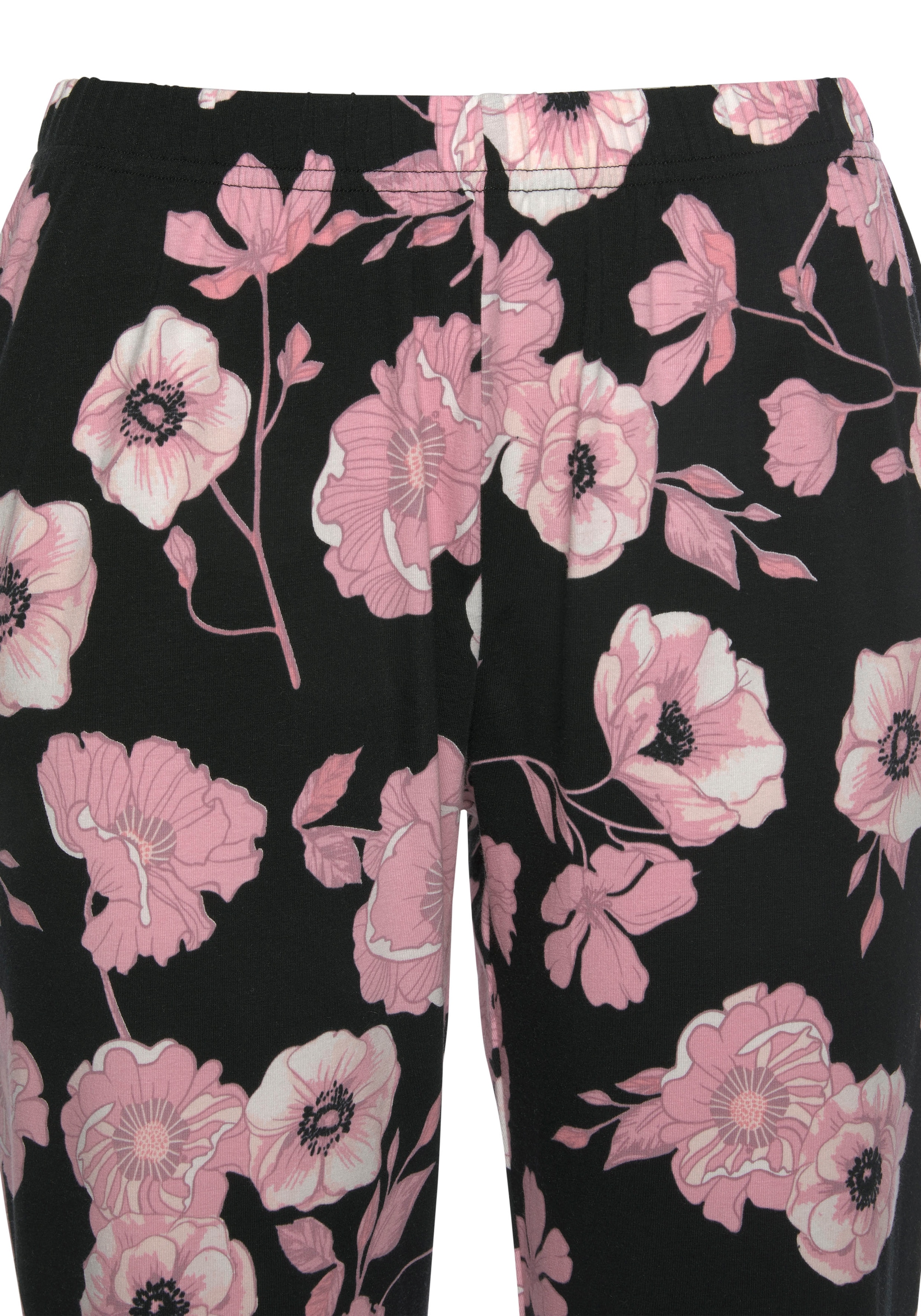 LASCANA Pyjama, (2 tlg., 1 Stück), mit Blumenmuster und Spitzendetails bei  ♕