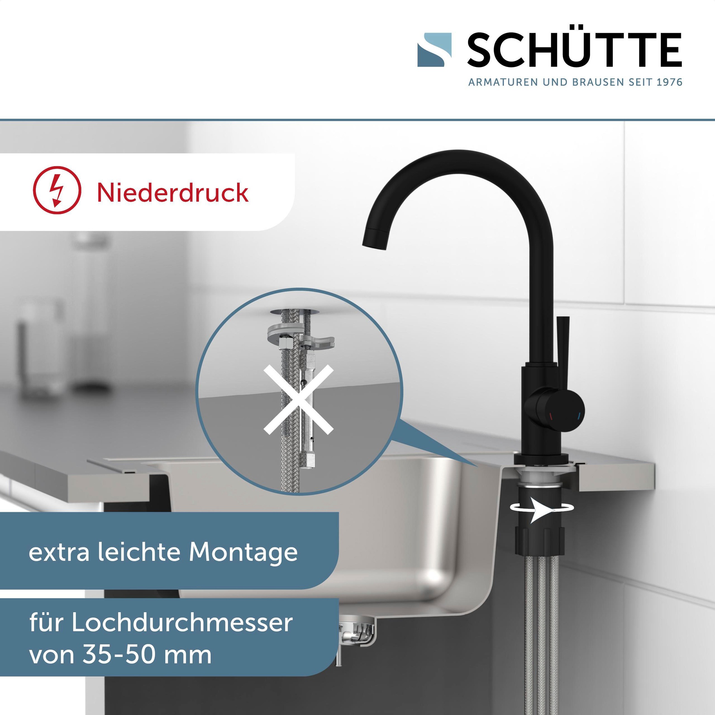 Schütte Spültischarmatur »Cornwall« Niederdruck, 360° schwenkbarer Wasserhahn, Mischbatterie