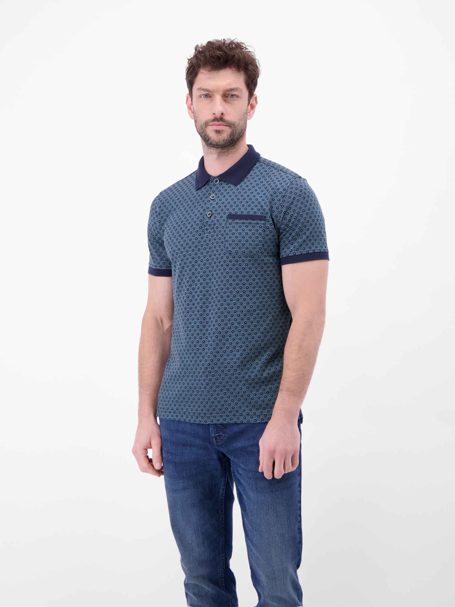 LERROS Poloshirt »Poloshirt in 2-Tone-Optik und All-over-Print«