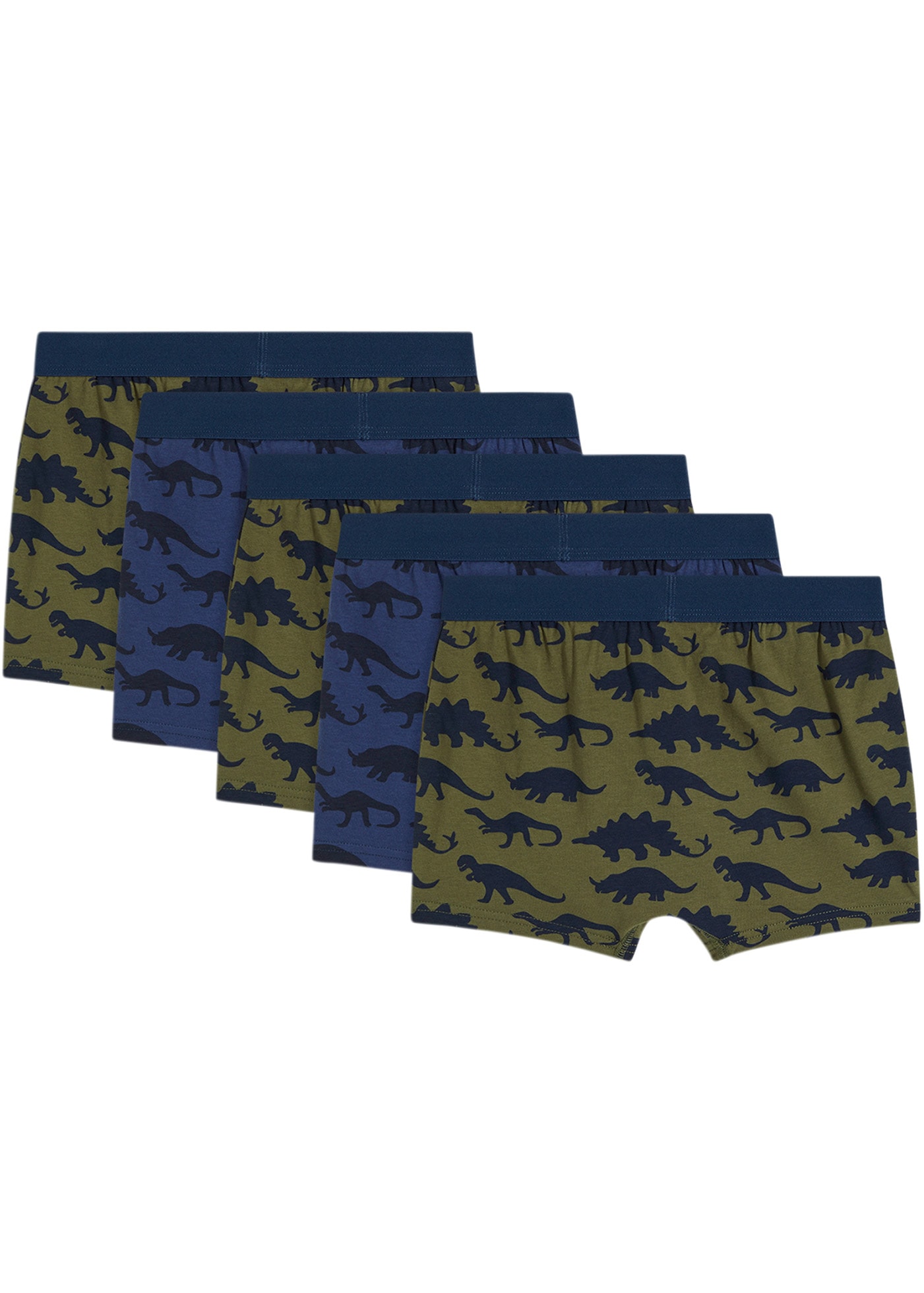 bonprix Boxershorts Packung, 5 Stk. sportlicher Schnitt, mit breitem Bund, mit Dino-Print, 5er-Pack