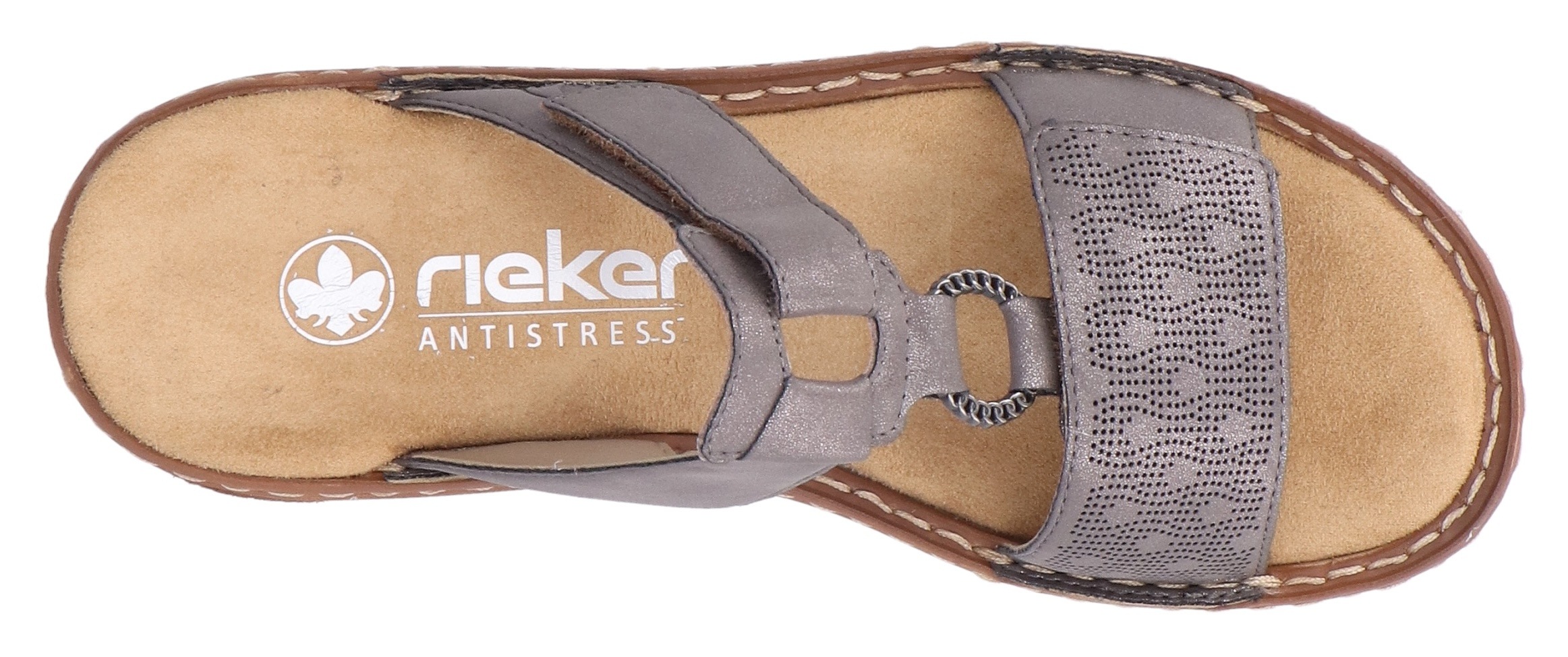 Rieker Pantolette  Sommerschuh, Schlappen, Urlaubschuh, Klettschuh mit Perforation