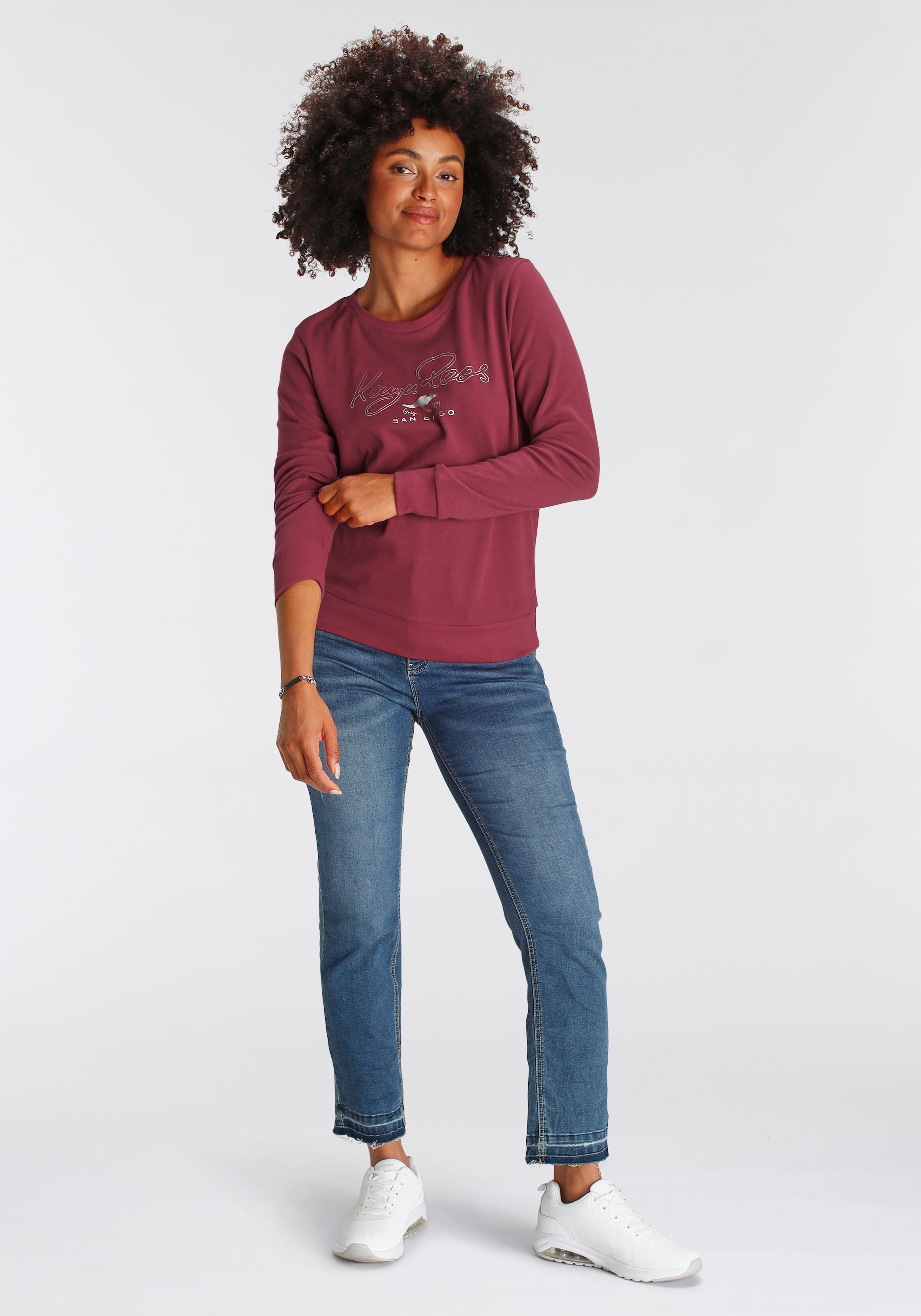 KangaROOS Sweatshirt, Langarm, figurumspielende Passform