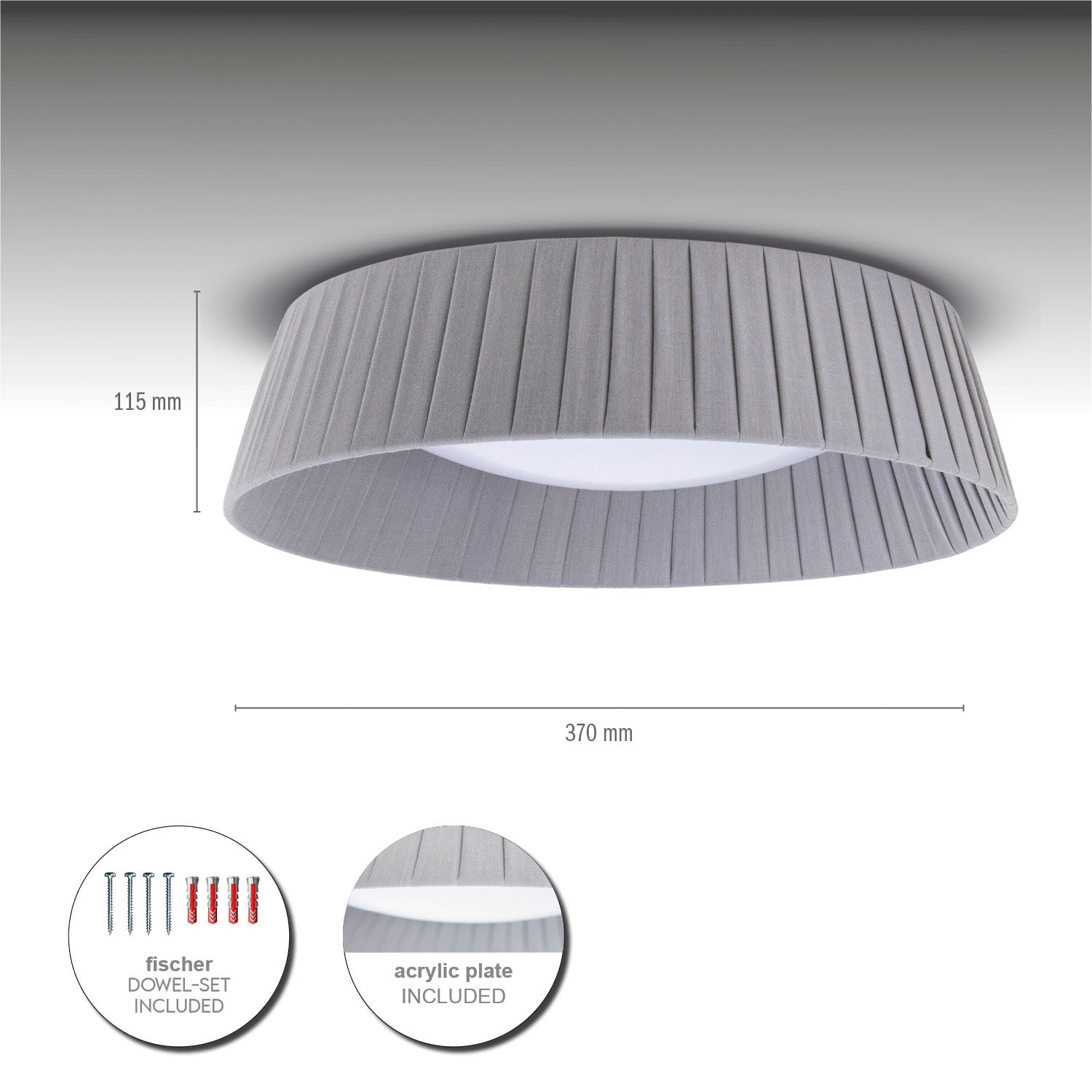 Paco Home Deckenleuchte »TARTE« E27 Rund Büroleuchte 2 x E27 Textilschirm Modern Geschlossen Unifarben