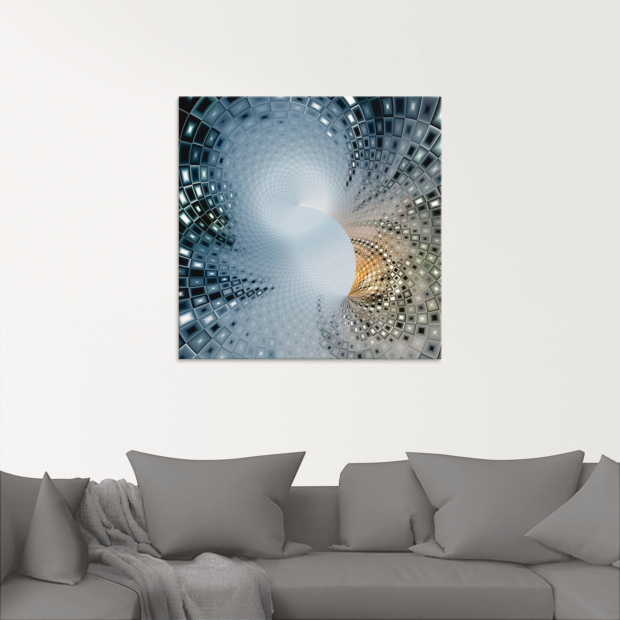 Artland Glasbild »Abstraktes in blau & Gold«, Muster, (1 St.), in verschiedenen Größen