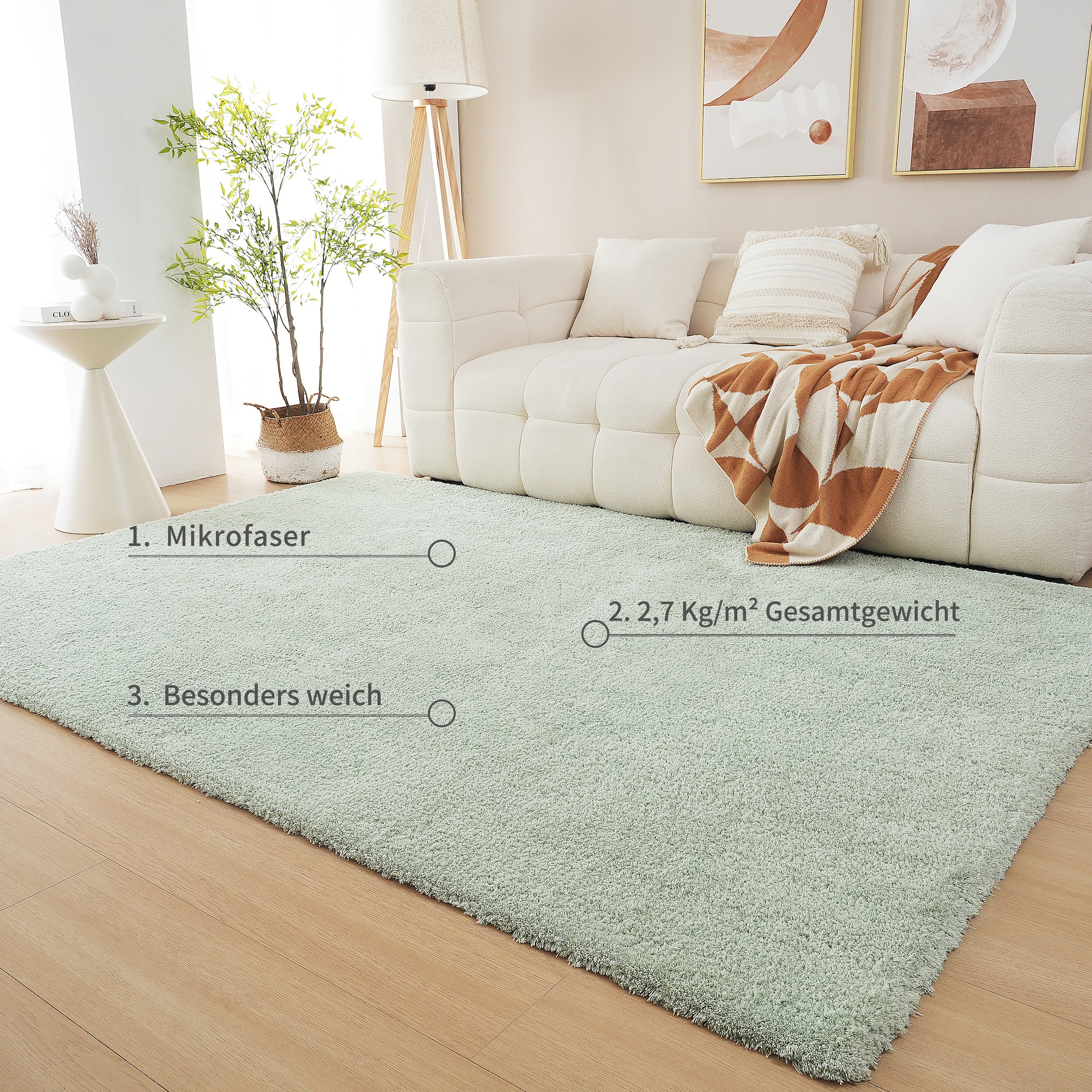 my home Hochflor-Teppich »Microfaser Teppich Magong, besonders weich, sehr feiner Flor«, rechteckig, 25 mm Höhe, uni, Wohnzimmer, Schlafzimmer, Kinderzimmer, auch rund und als Läufer