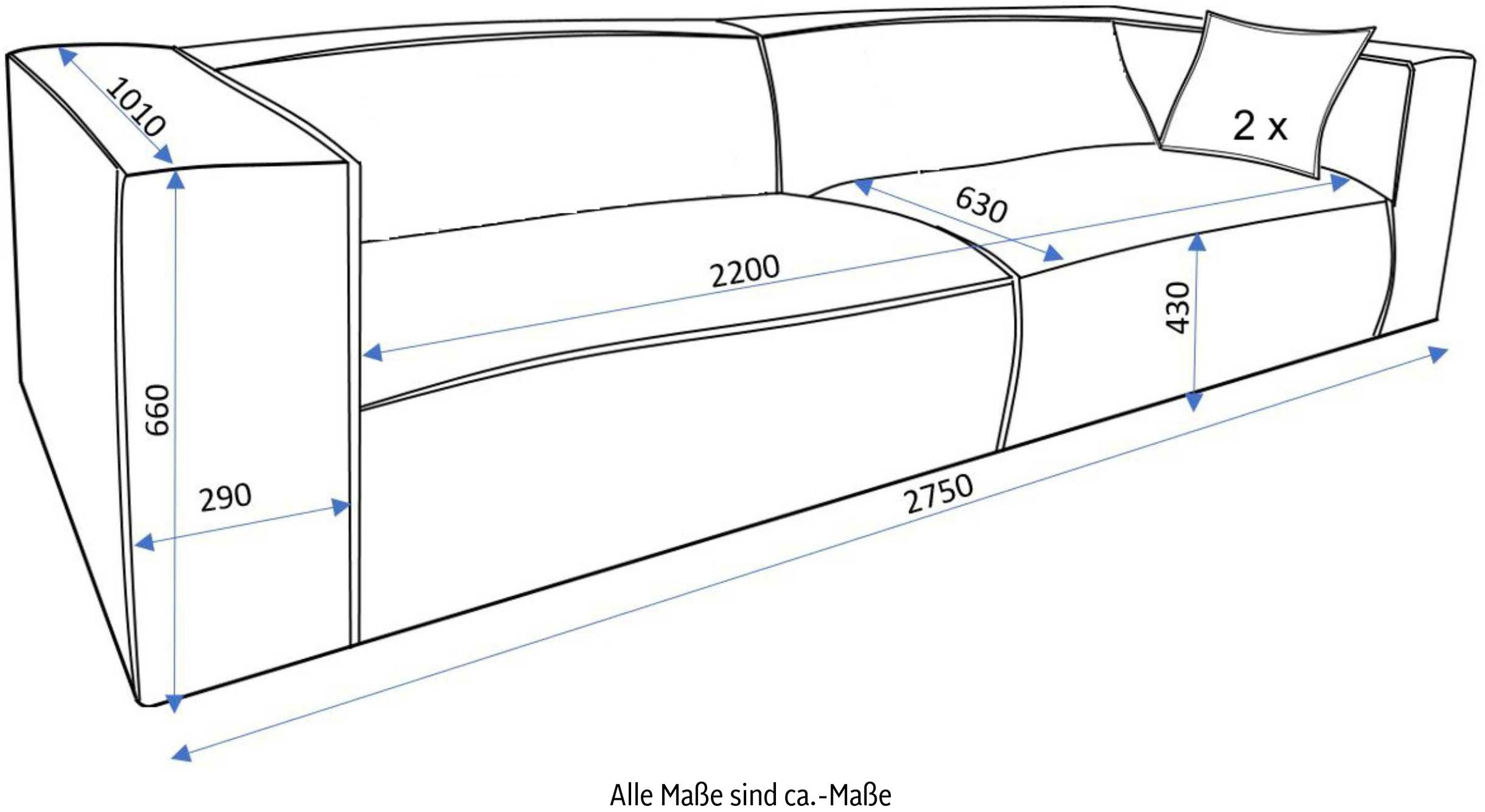 andas 3-Sitzer »BAKELS, Couch in Cord oder Boucle-Stoff, Sofa im modernen Design«, bequemer Sitzkomfort,in 2 Stoffen und 8 Farben lieferbar