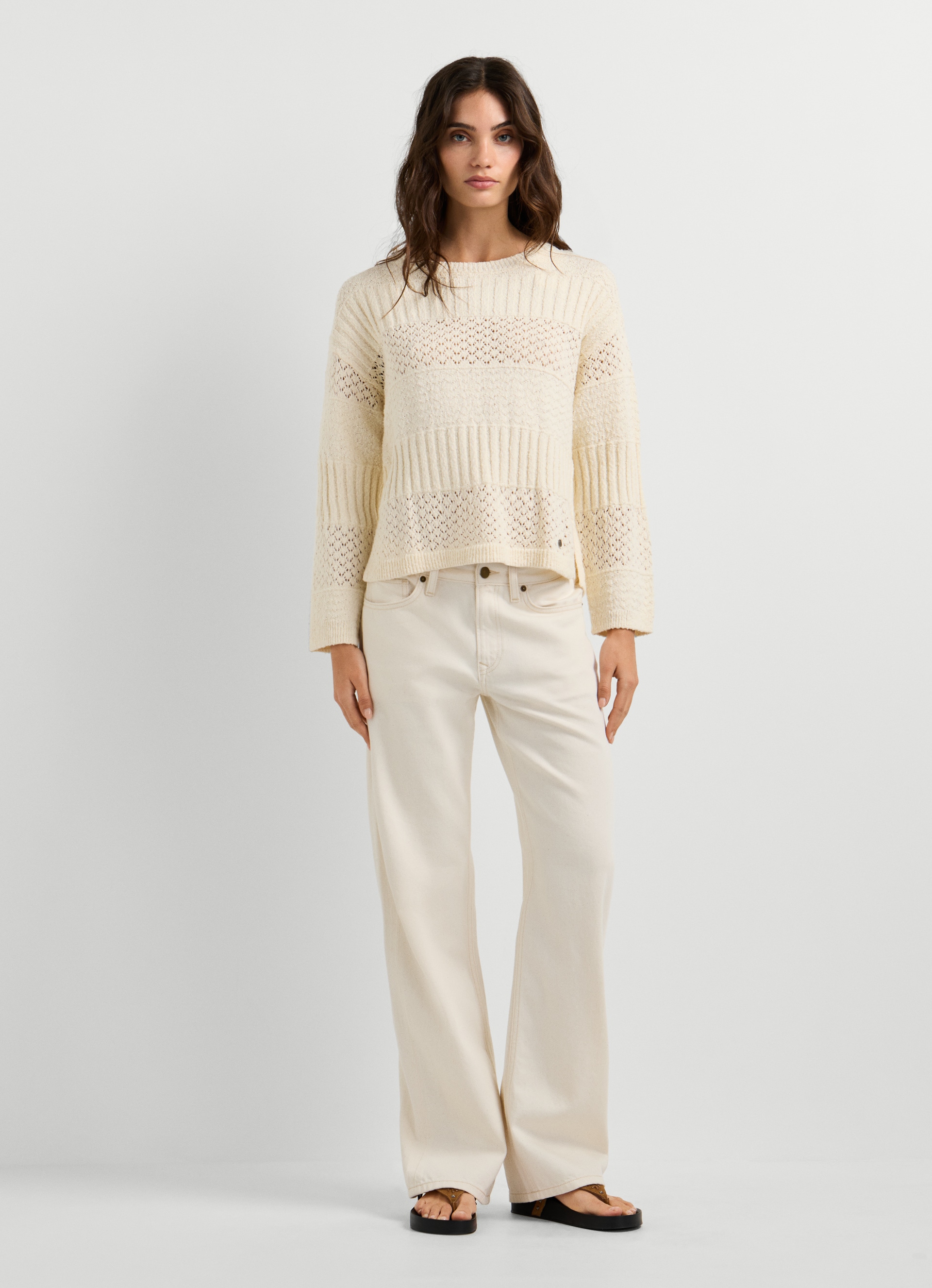 Pepe Jeans Strickpullover »ALAYA« im Strukturmix, reine Baumwolle