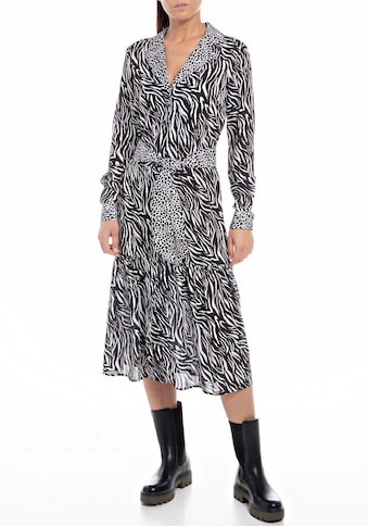 Replay Blusenkleid, mit Animal-Print, in leichter Chiffonqualität kaufen