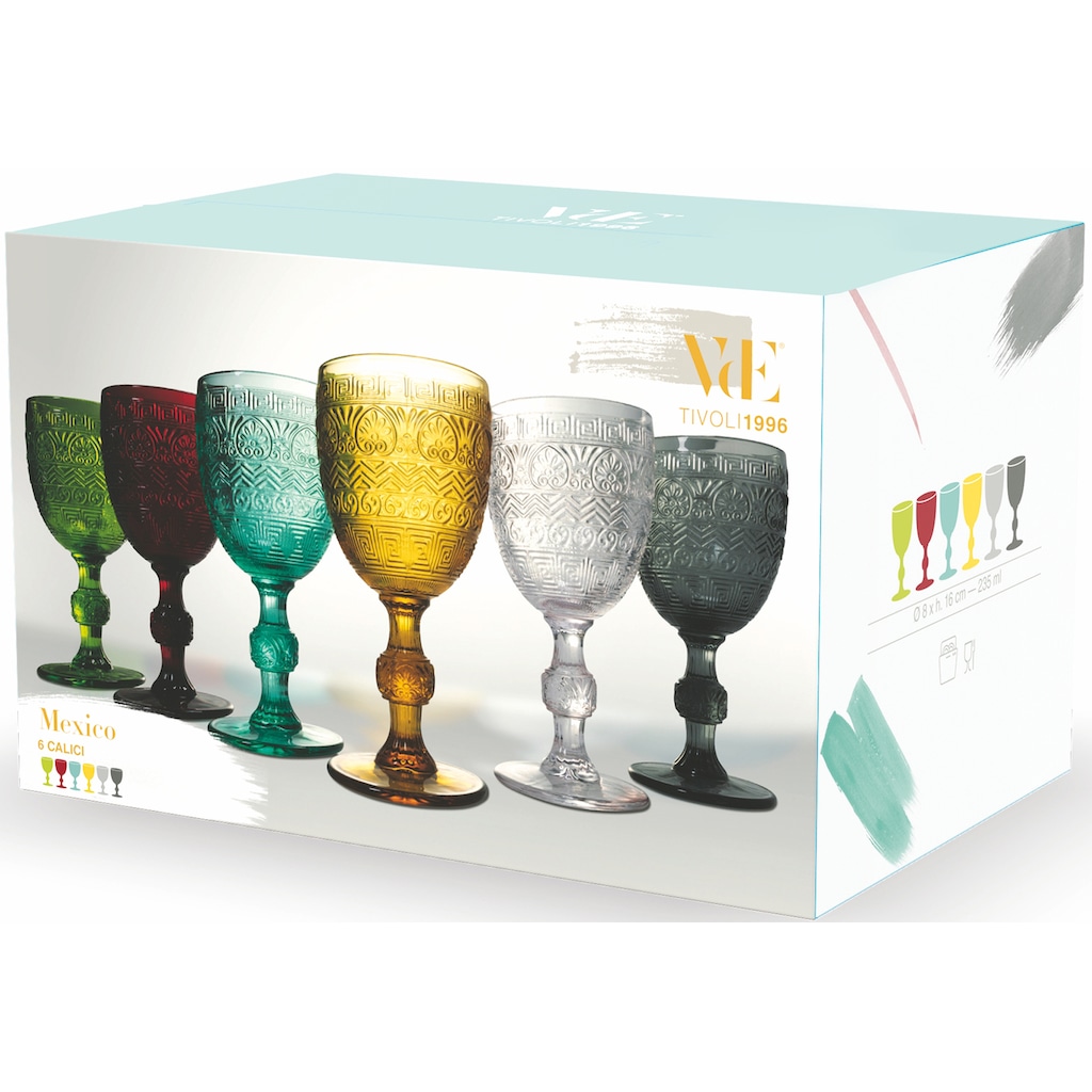 Villa d'Este Weinglas »Mexiko«, (Set, 6 tlg.), Gläser-Set, 6-teilig, Inhalt 235 ml