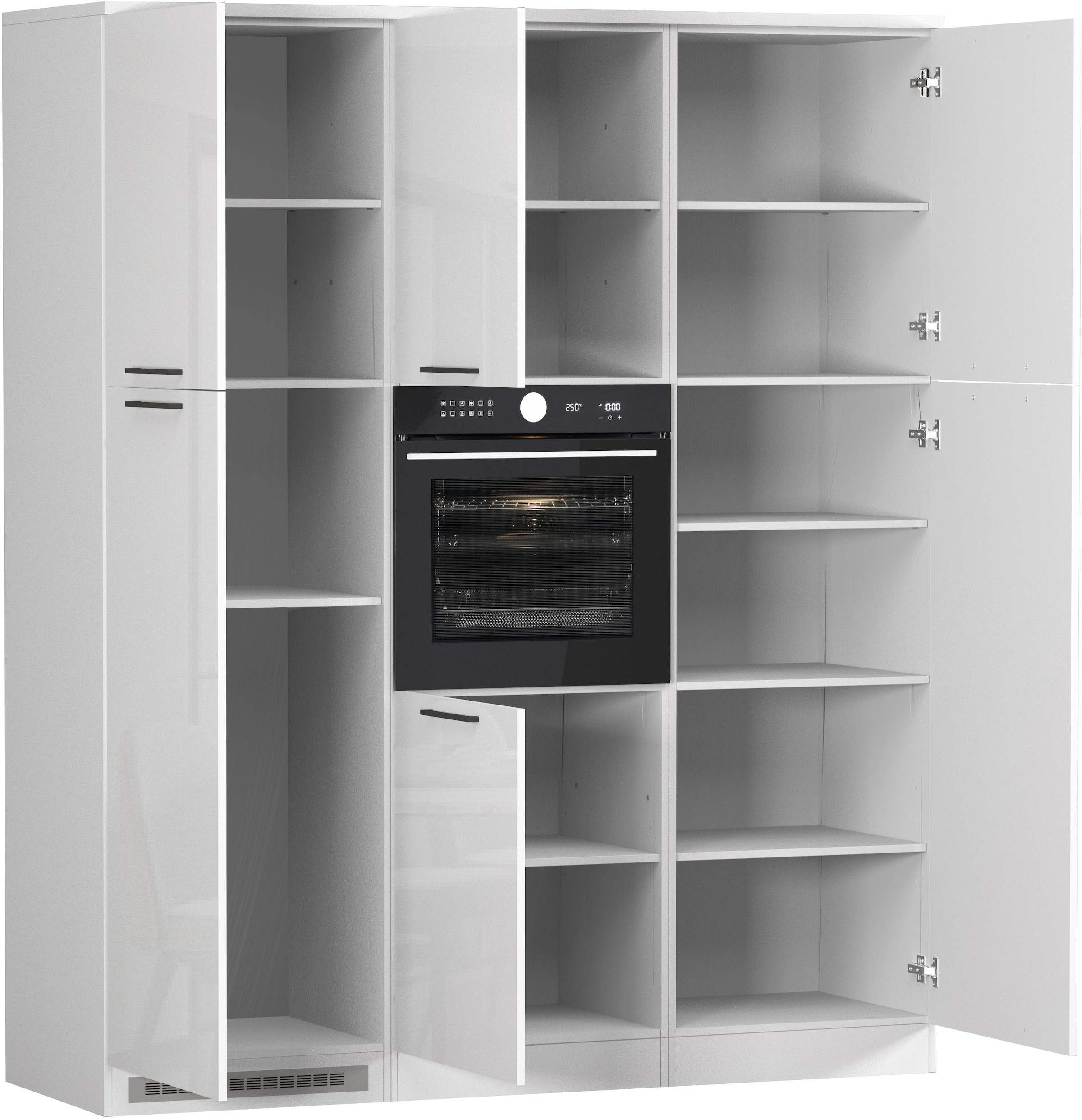 KOCHSTATION Küchenzeile »Luna, Küchenblock, Kücheninsel, Hängeschrank, Made in Italy« 3er-Set, Metallgriffe, Soft-Close-Funktion, inklusive Spüle