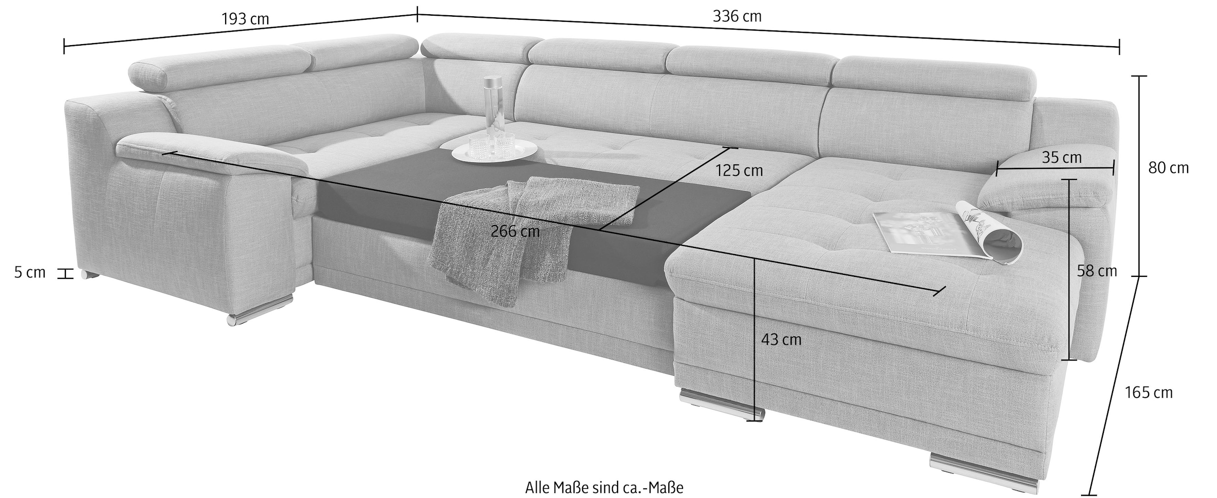 sit&more Wohnlandschaft Andiamo, mit Kopfteilverstellung, wahlweise mit Bettfunktion