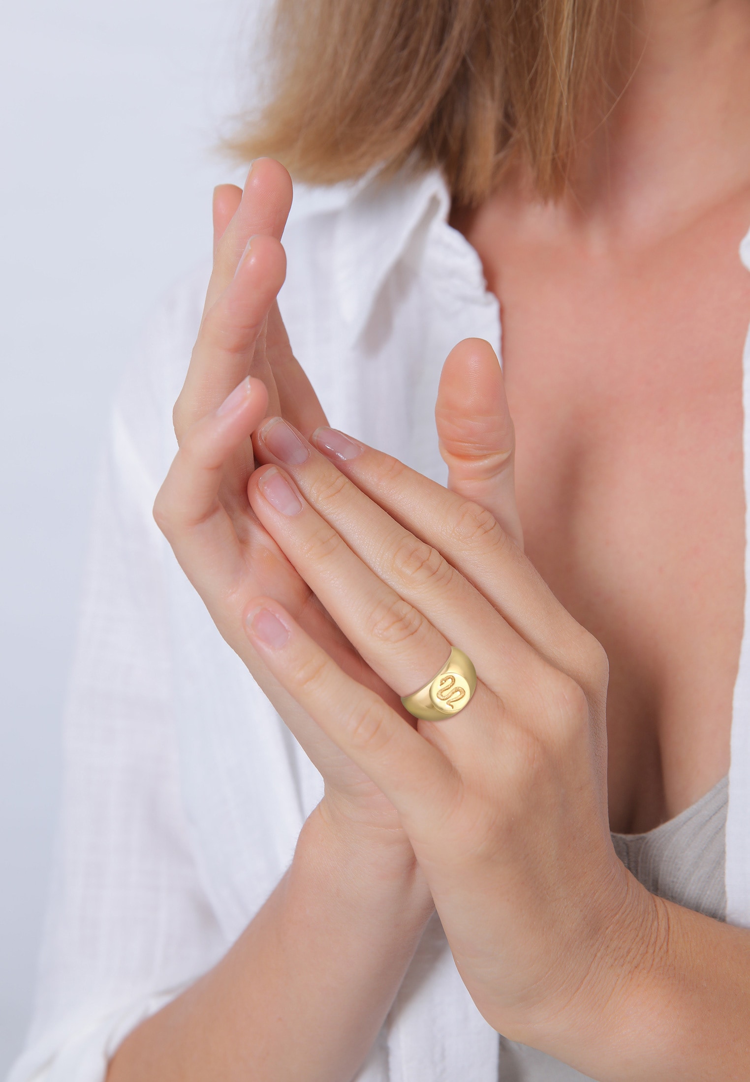 Elli Premium Siegelring »Ring Siegelring Schlange Kraft Symbol 925 Silber«