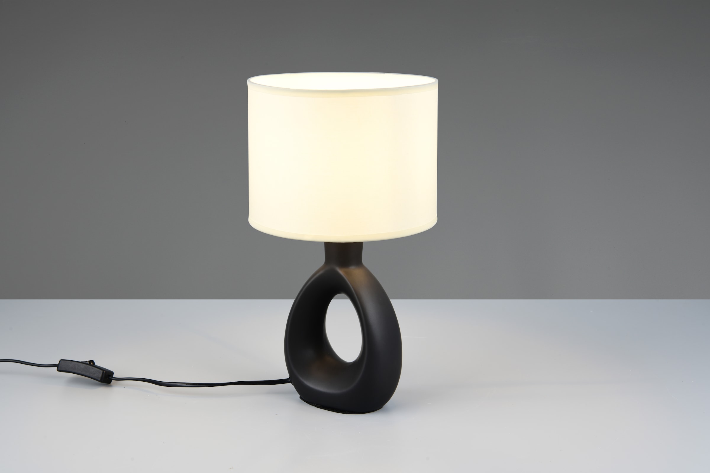 OTTO home Schreibtischlampe »Charmont, Deko Tischleuchte mit Stoffschirm, Schnurschalter exkl 1xE14« E14 1 Stk. warmweiß - kaltweiß max. 40W, Ø 20cm Höhe 35,5 cm Nachttischleuchte Tischlampe Kommode