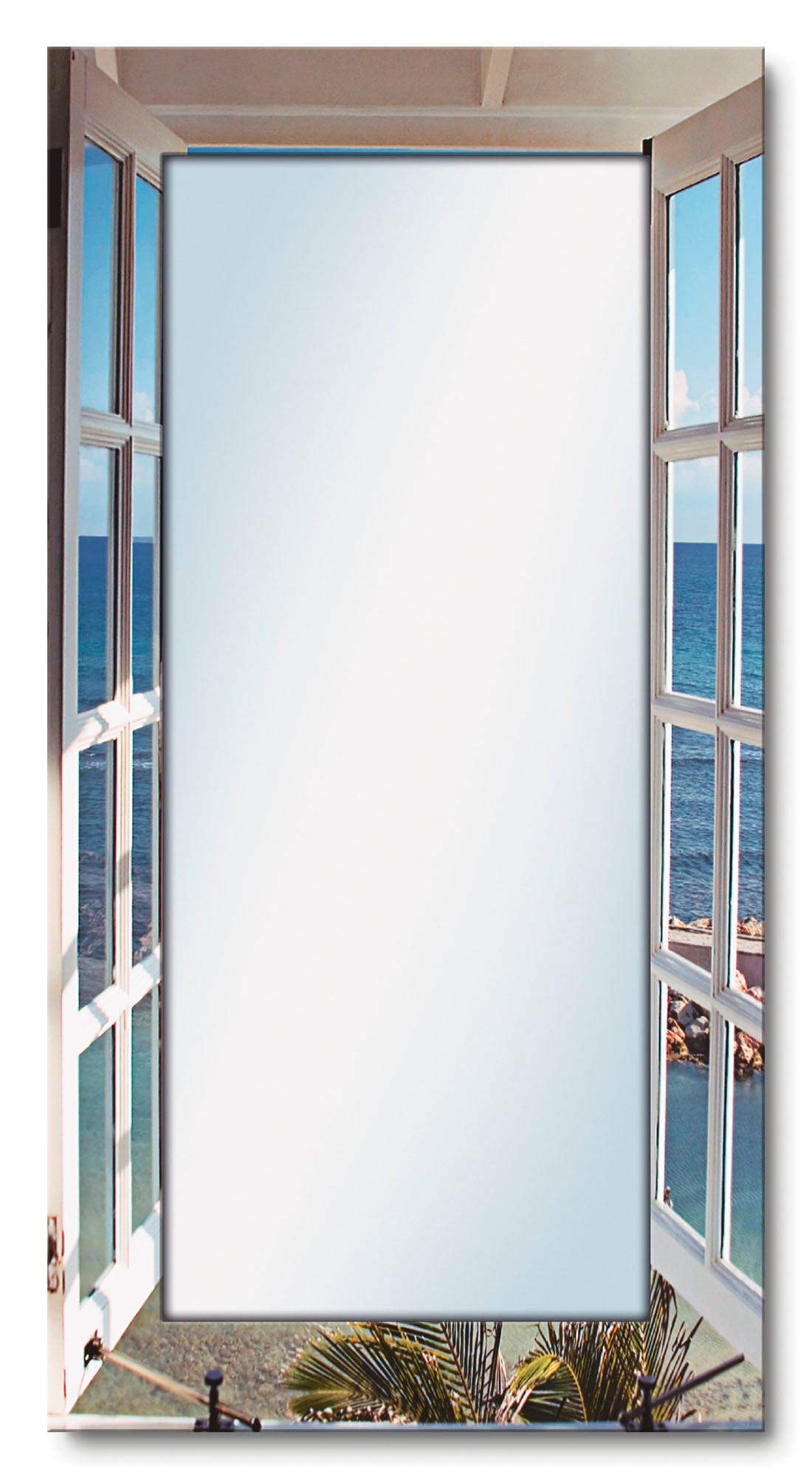 Artland Dekospiegel »Fenster zum Paradies«, gerahmter Ganzkörperspiegel, Wandspiegel, mit Motivrahmen, Landhaus