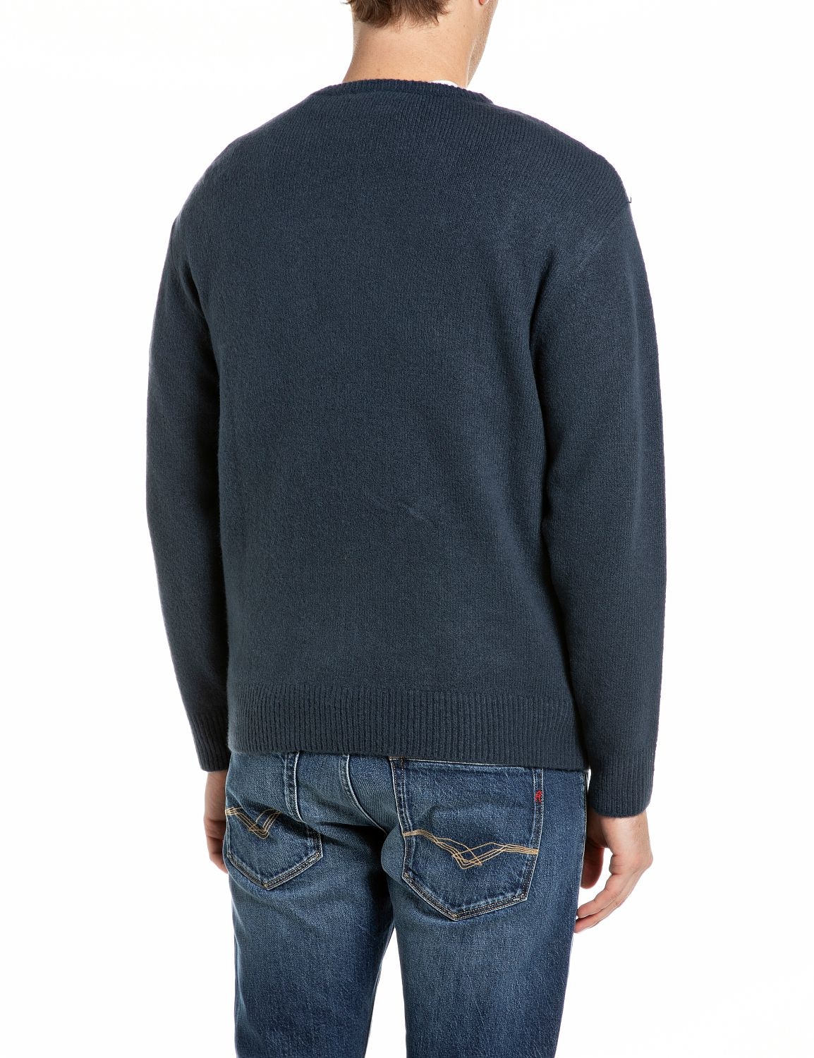 Replay Strickpullover mit Zopfmuster, Materialmix mit Woll-Anteil