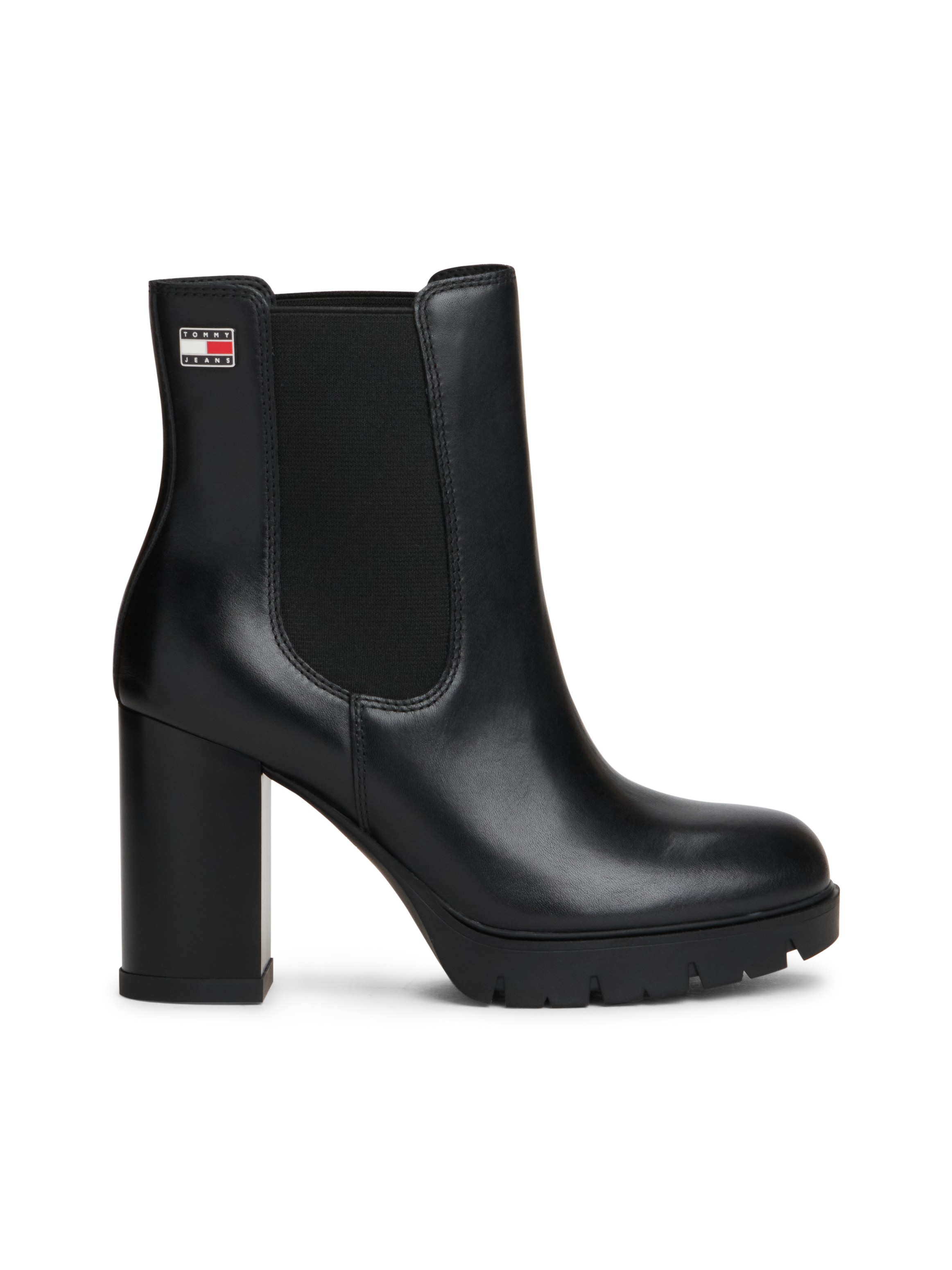 Tommy Jeans »TJW CHELSEA HIGH HEEL BOOTS«  Ankle Boots, Plateaustiefeletten mit Stretcheinsatz und Logoflagge