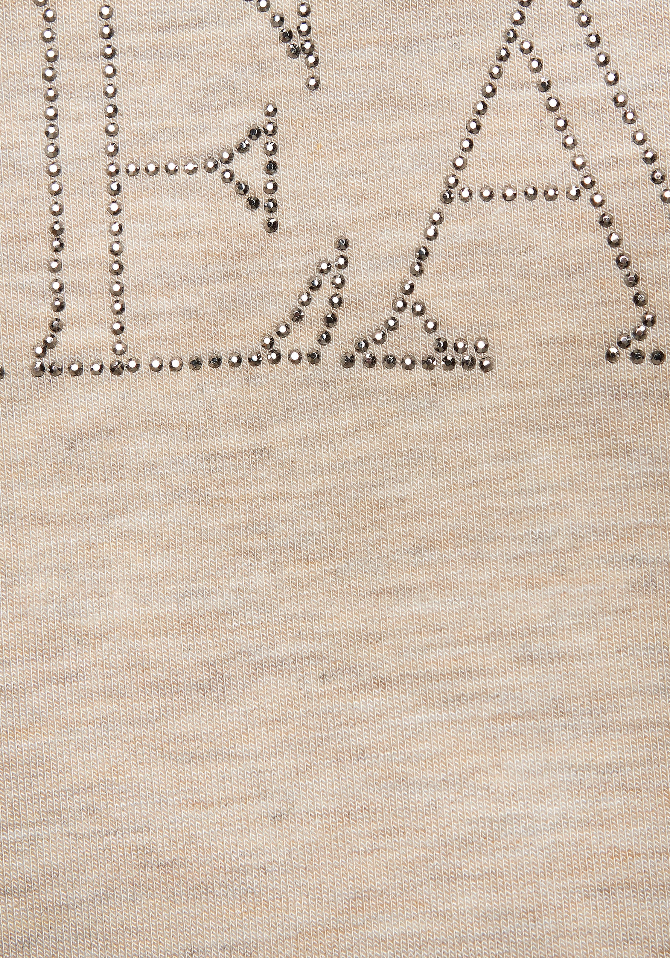 LASCANA 3/4-Arm-Shirt »mit Schriftzug aus Strasssteinen« aus hochwertiger French Terry-Qualität aus Viskose