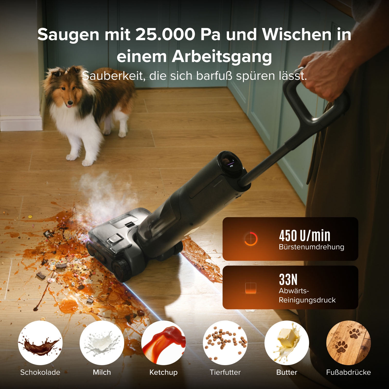 Roborock Nass-Trocken-Sauger »F25 Steam-Kit, 25.000 Pa Saugkraft, Dampfreiniger« vier Reinigungsmodi, Lay-Flat-Reinigung, Selbstreinigung und Trocknung