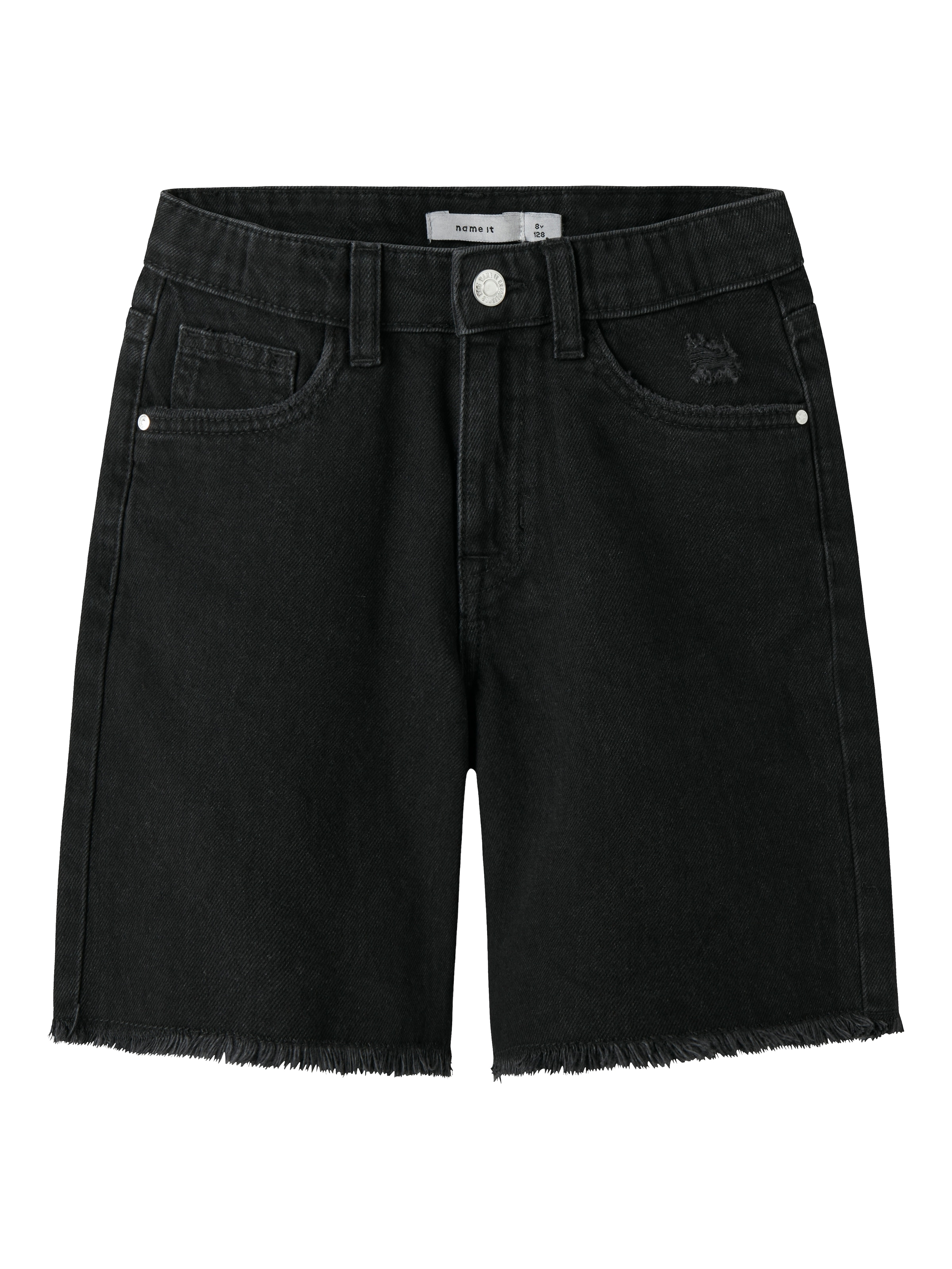 Name It Jeansbermudas »NKFBELLA HW WIDE DNM SHORTS 1488-BE NOOS« Baumwolle, ausgefranster Saum