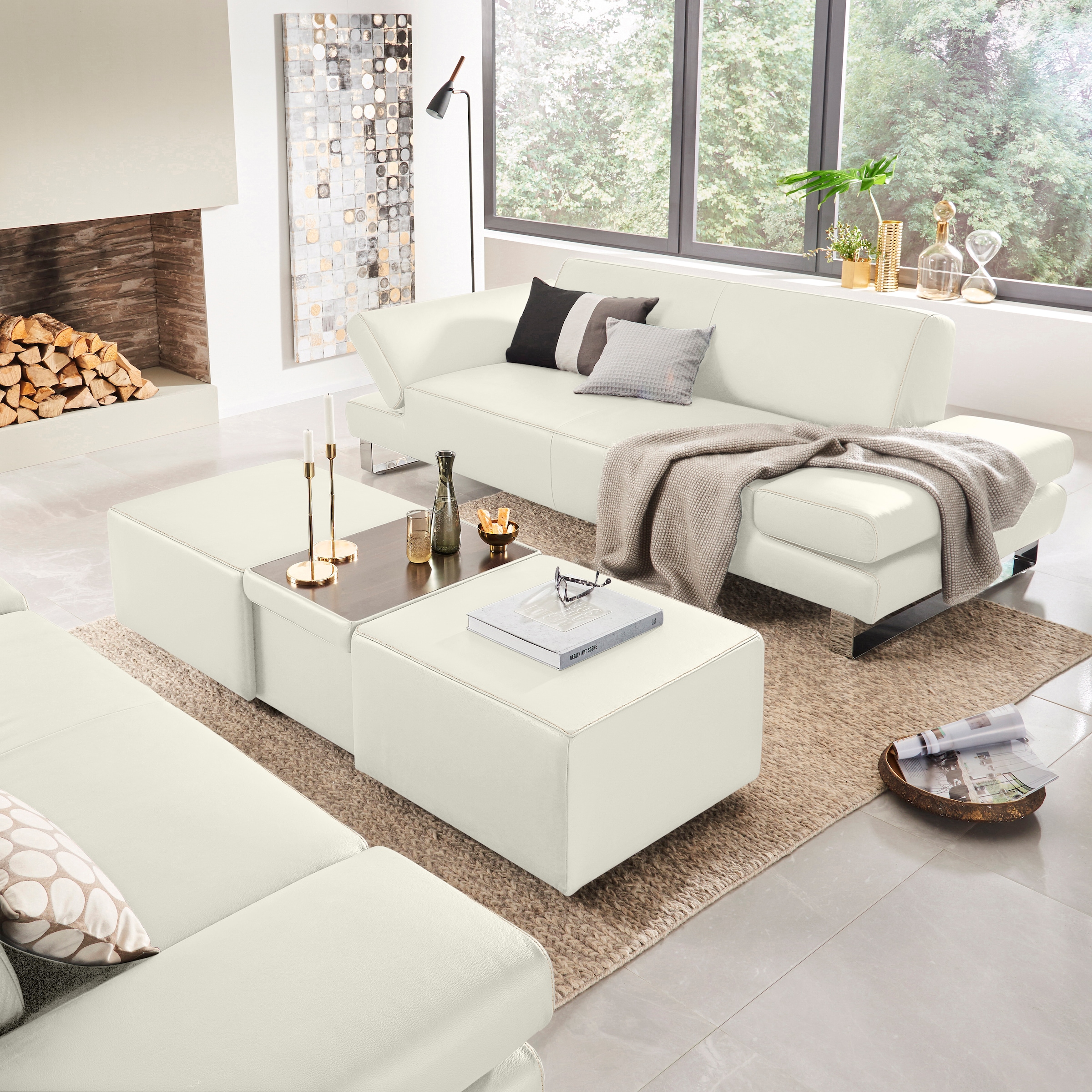 W.SCHILLIG 3-Sitzer »taboo Designsofa mit hohem Sitzkomfort«, mit Normaltiefe, inklusive Armlehnenverstellung, mit Kontrastnaht