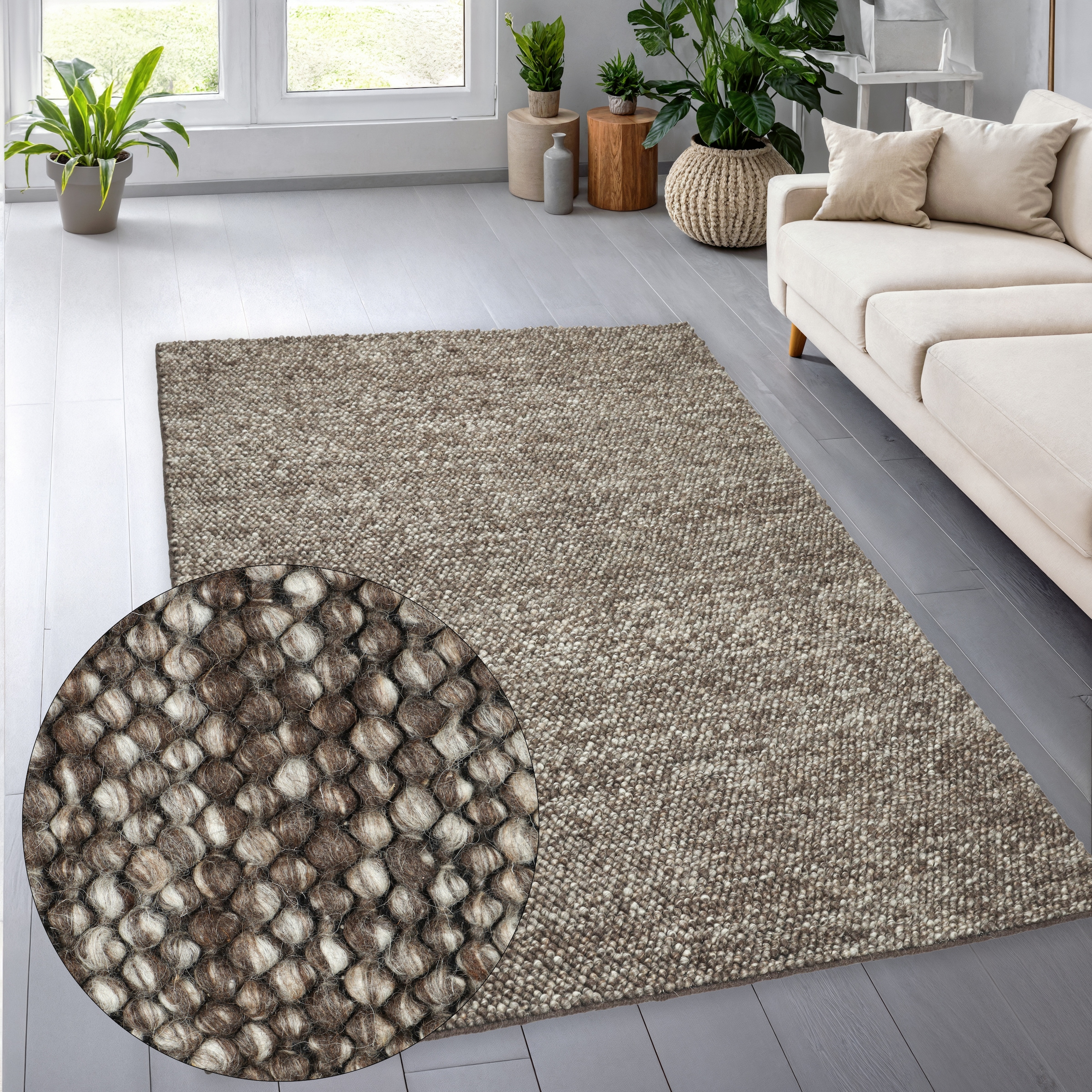 my home Wollteppich »Wolly, Wolle« rechteckig 14 mm Höhe handgewebt, Handweb Teppiche, Wohnzimmer, Schlafzimmer, Esszimmer