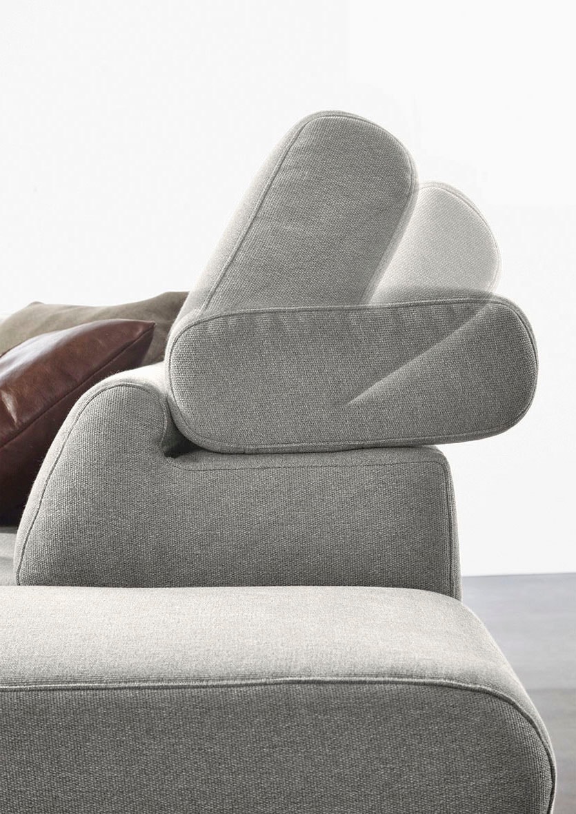 W.SCHILLIG Ecksofa »finn, Designsofa mit tollem Sitzkomfort, bequem, L-Form«, German Design Award 2016, Fußgestell Nussbaum natur, Breite 281 cm