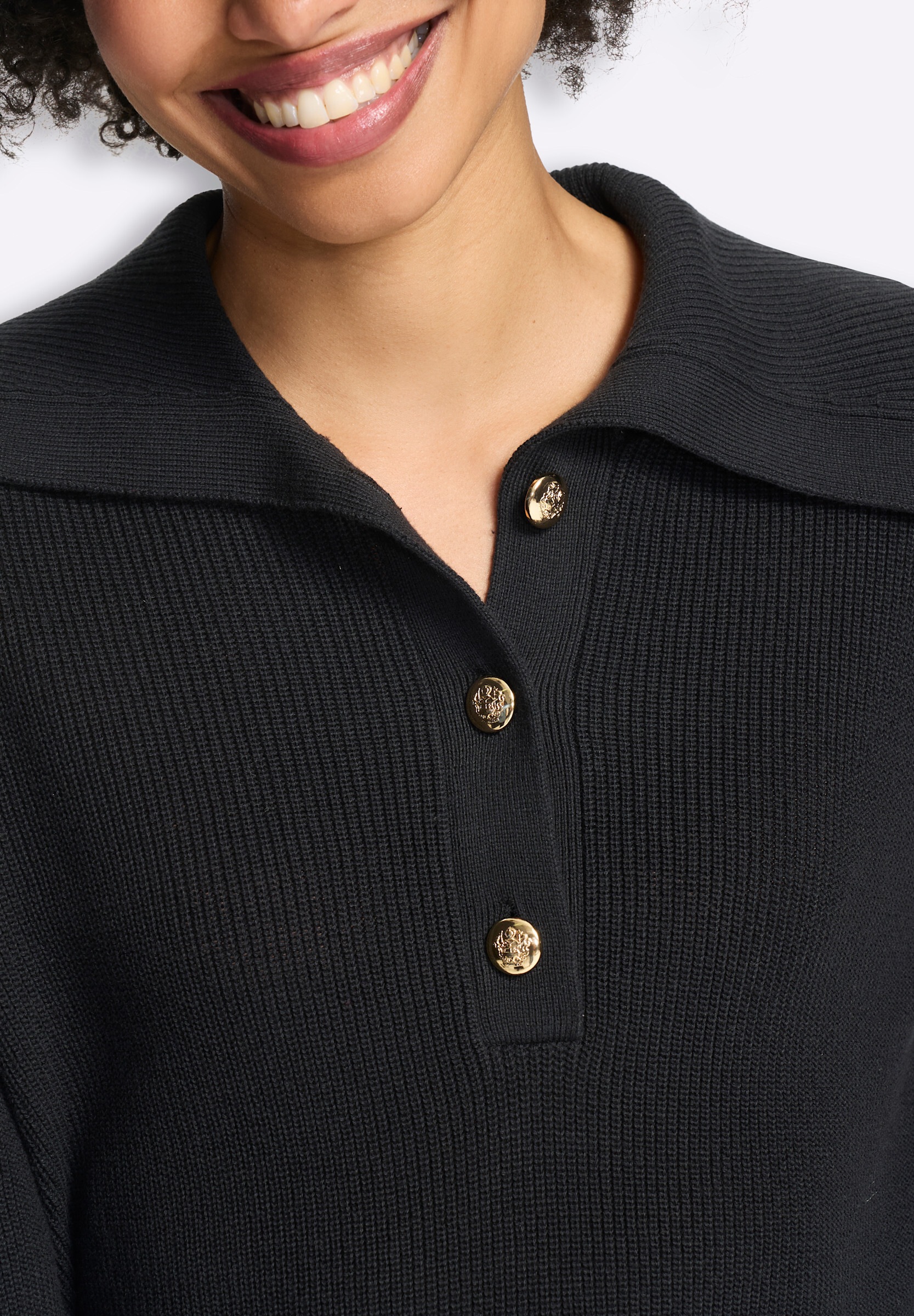 heine Strickpullover »Pullover Langarm-Pullover mit Umlegekragen«