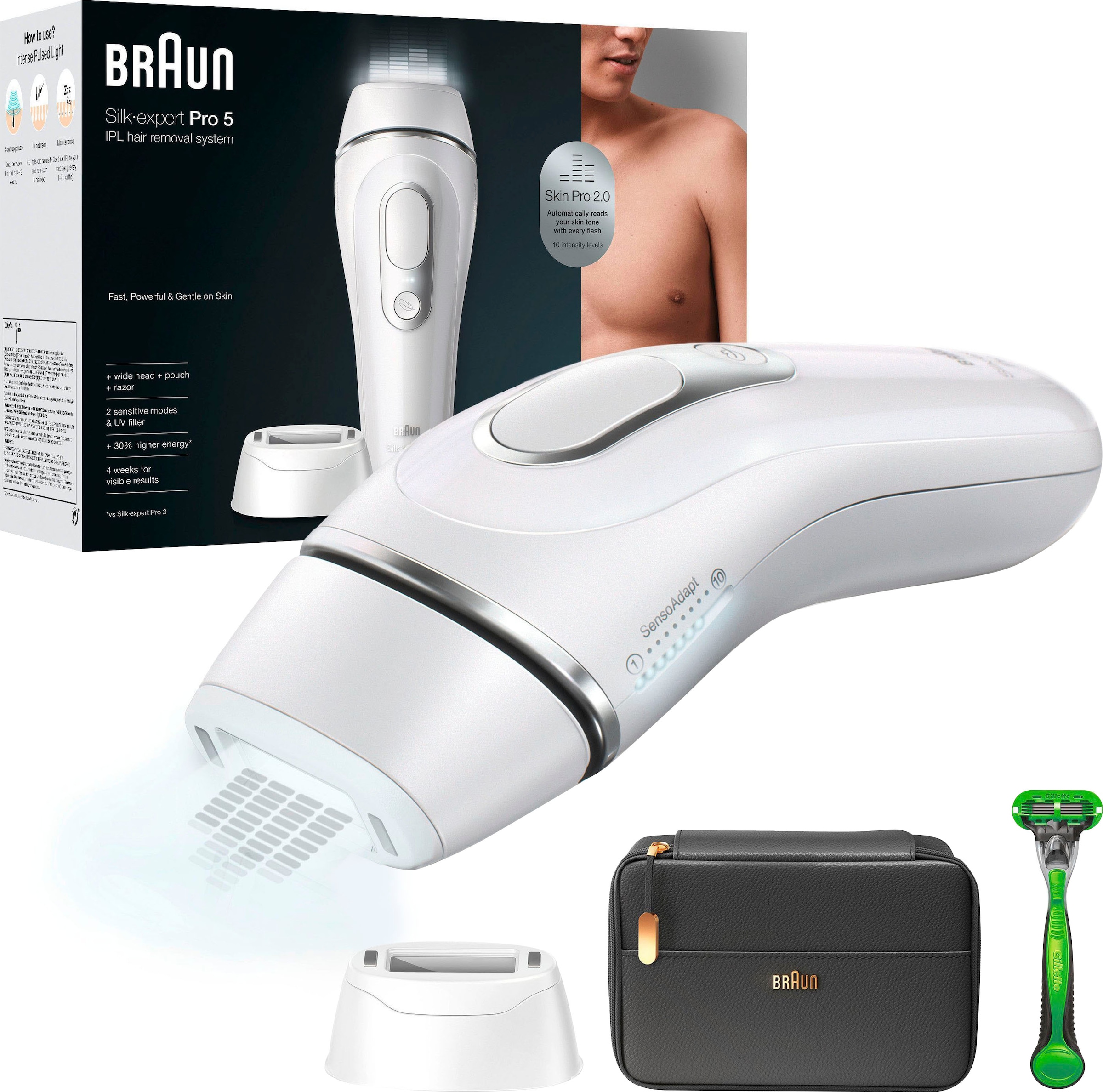 Braun IPL-Haarentferner »Silk-Expert 400.000 Skin Lichtimpulse, 3 Garantie XXL Pro Sensor Pro Jahren mit PL5145«, 5 400.000 Lichtimpulse, 2.0