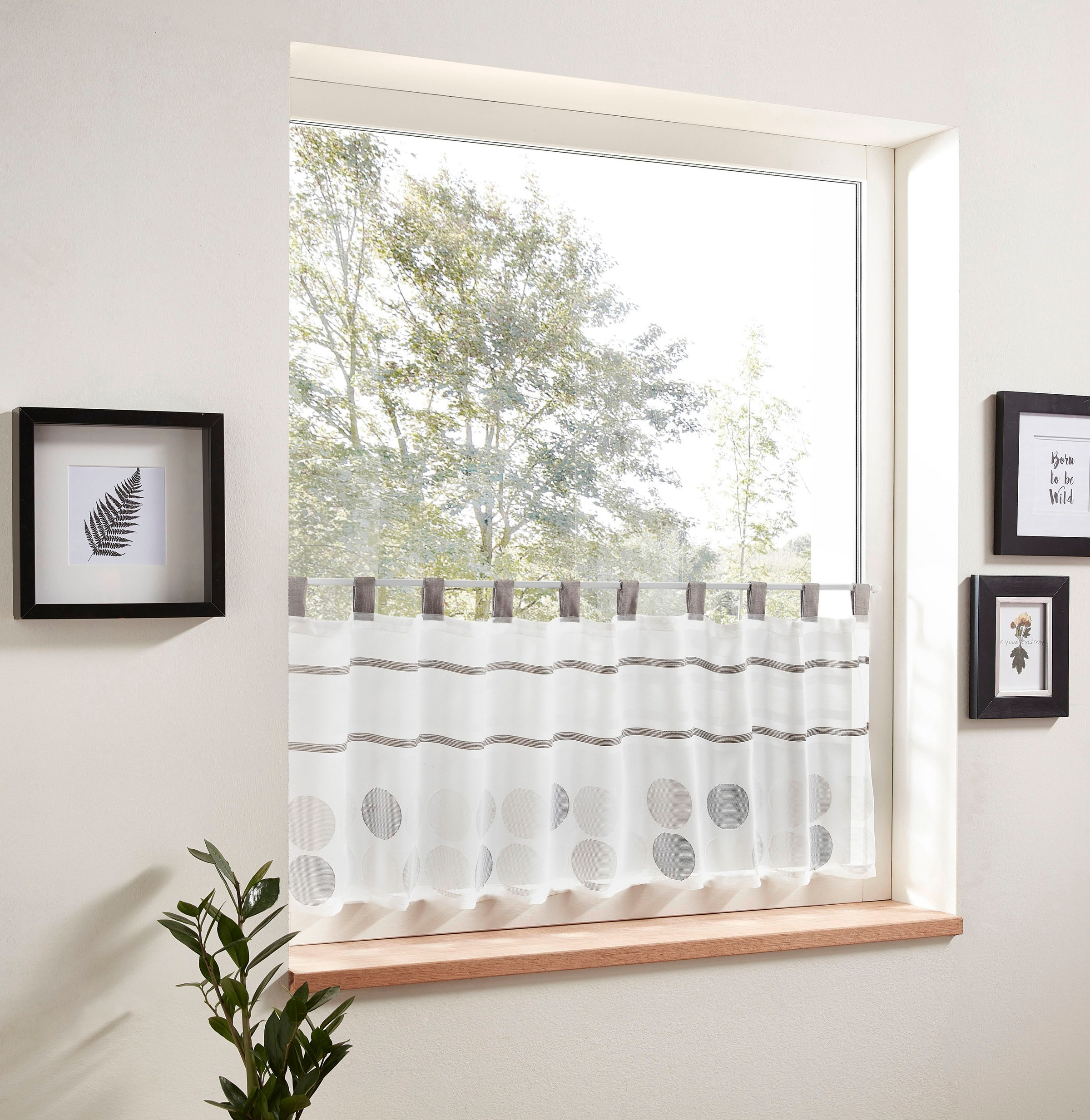 decolife Scheibengardine »Malie« Schlaufen 1 Stk. tlg. HxB: 45x140, Scheibengardine mit Webstruktur