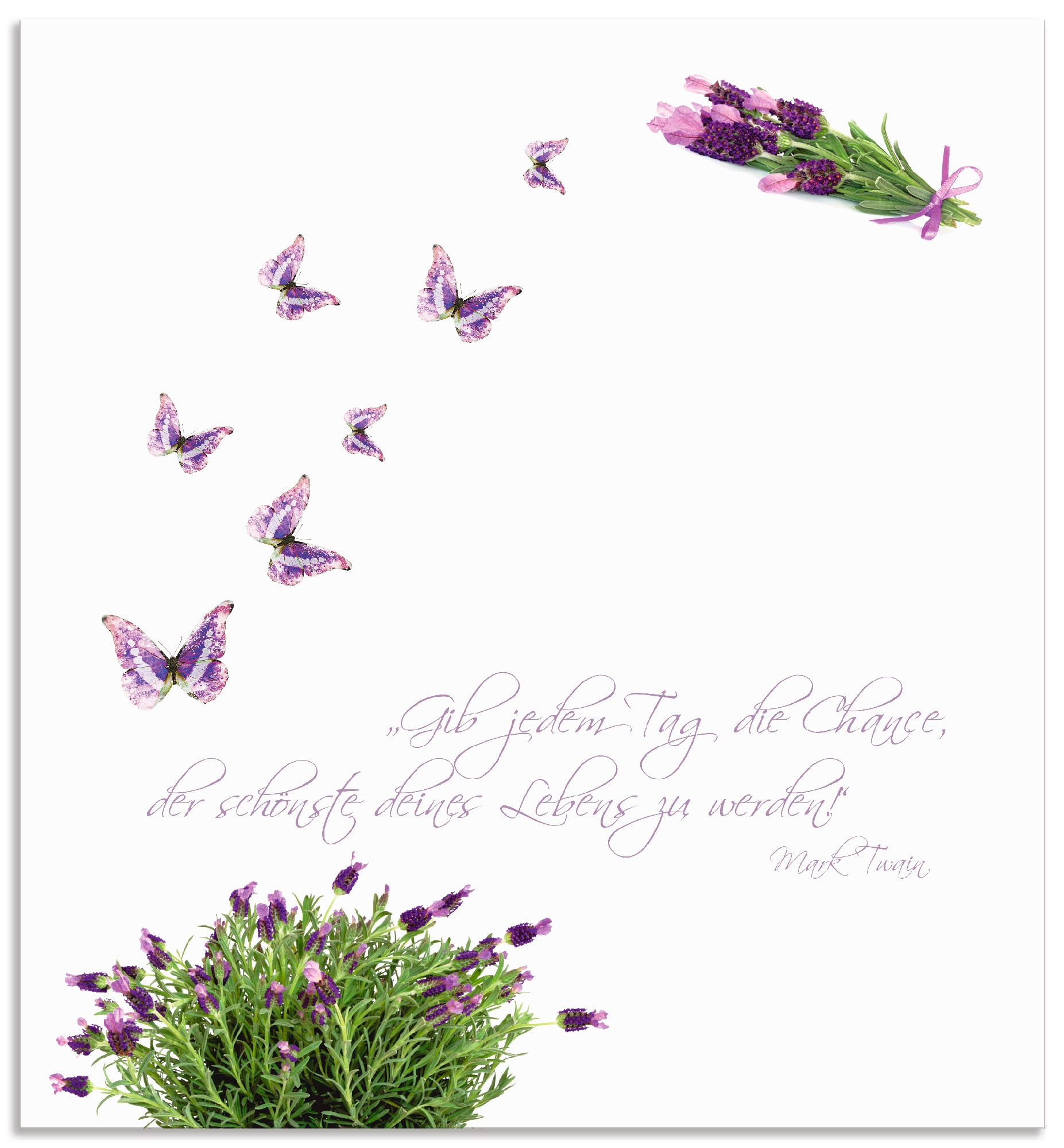 Artland Küchenrückwand »Lila Schmetterlinge an Lavendel«, (1 tlg.), Alu Spritzschutz mit Klebeband, einfache Montage