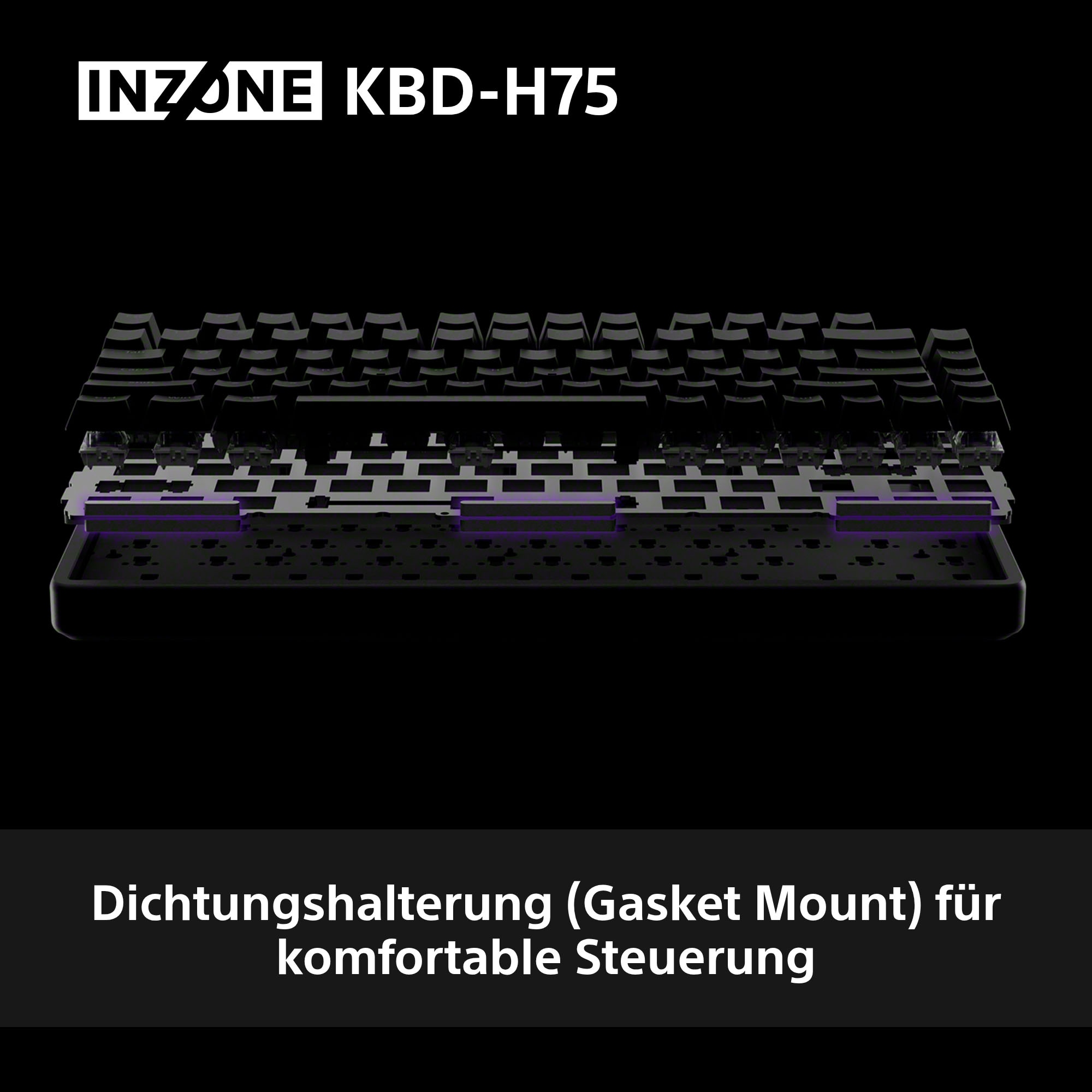 Sony Gaming-Tastatur »INZONE KBD-H75« (Fn-Tasten | USB-Anschluss | Windows-Sperrtaste) Magnetschalter, 75% TKL, 8000Hz Abtastrate, Gasket Mount, Alugehäuse