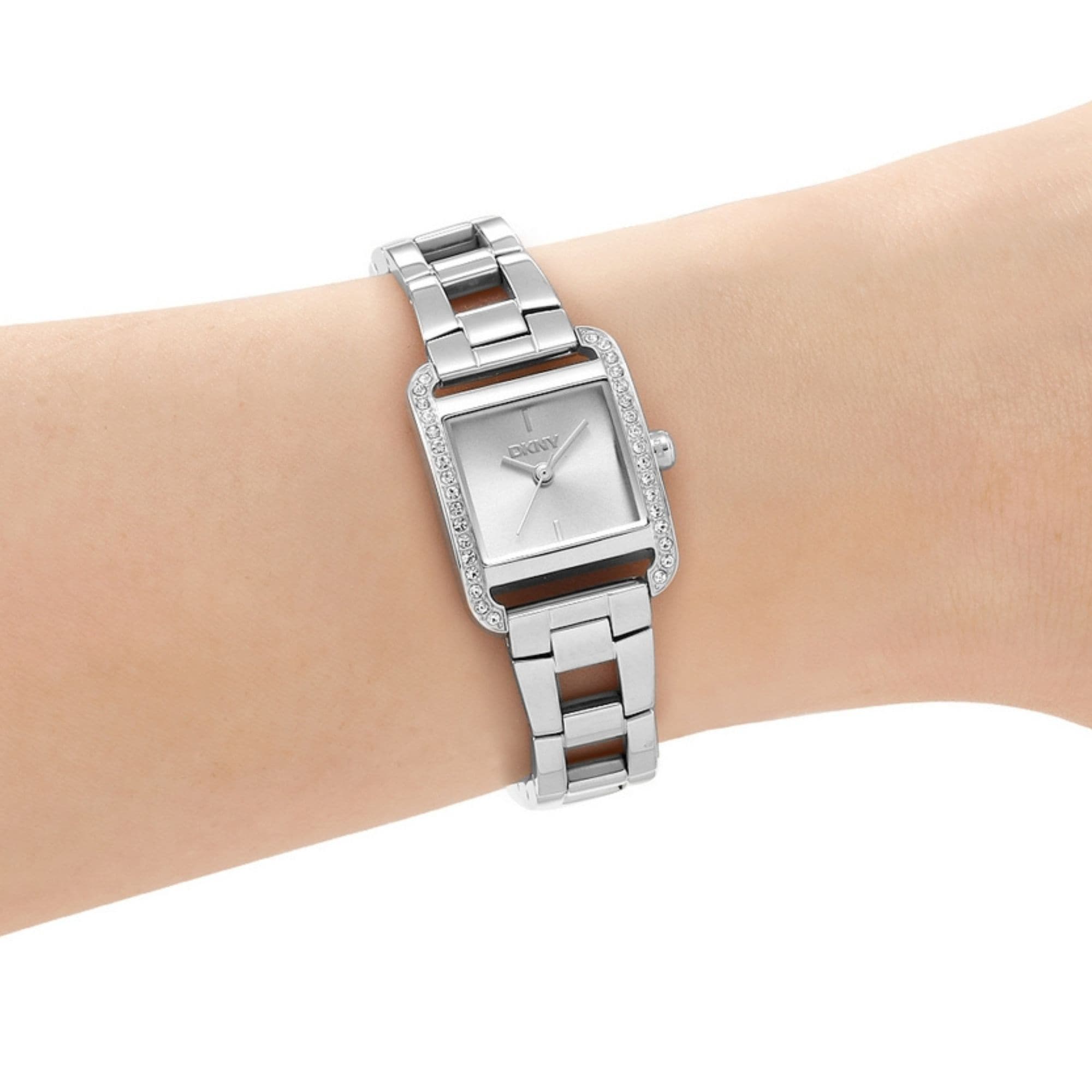 DKNY Quarzuhr »Mini square Watch Set« Armbanduhr, Damenuhr, Edelstahlarmband, Ideal auch als Geschenk
