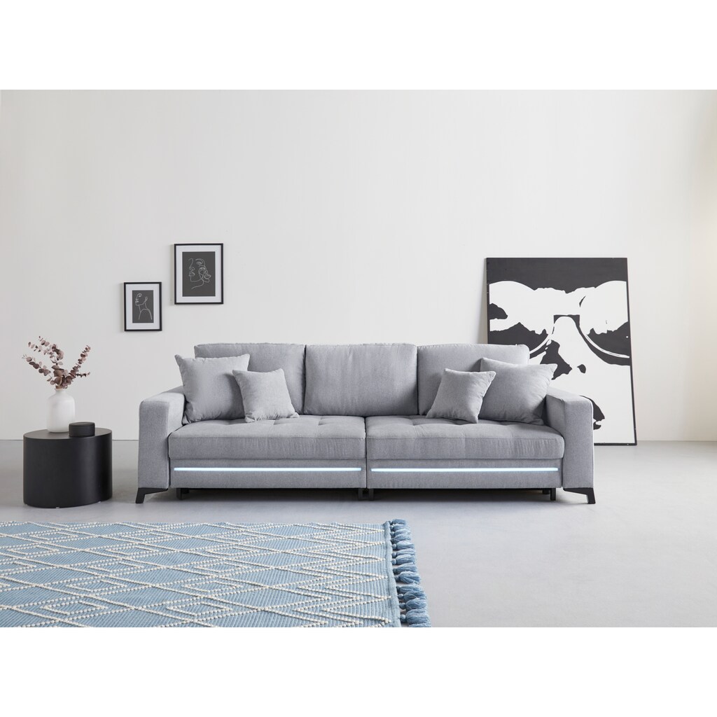 INOSIGN Big-Sofa »Inanna Luxus«, mit besonders hochwertiger Kaltschaumpolsterung für bis zu 140 kg pro Sitzfläche, wahlweise mit Bettfunktion, Bettkasten und RGB-Beleuchtung, auch in Aqua Clean Bezug