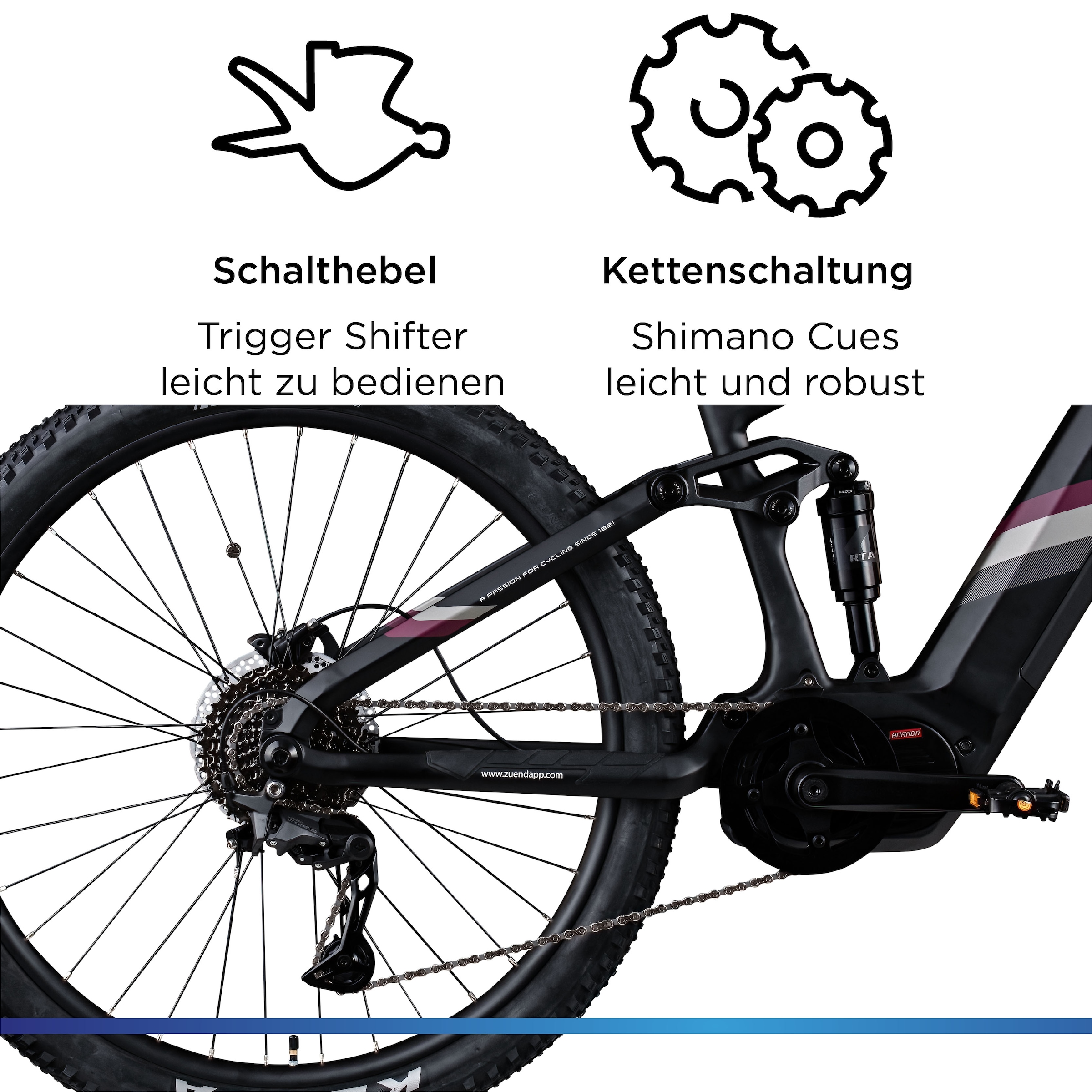 Zündapp »X1000« 10 Gang Shimano Cues U62020 SGS Schaltwerk Kettenschaltung Mittelmotor 250 W E Bike Mountainbike Fully 29 Zoll 10 Gänge Pedelec Damen Herren 730 Wh