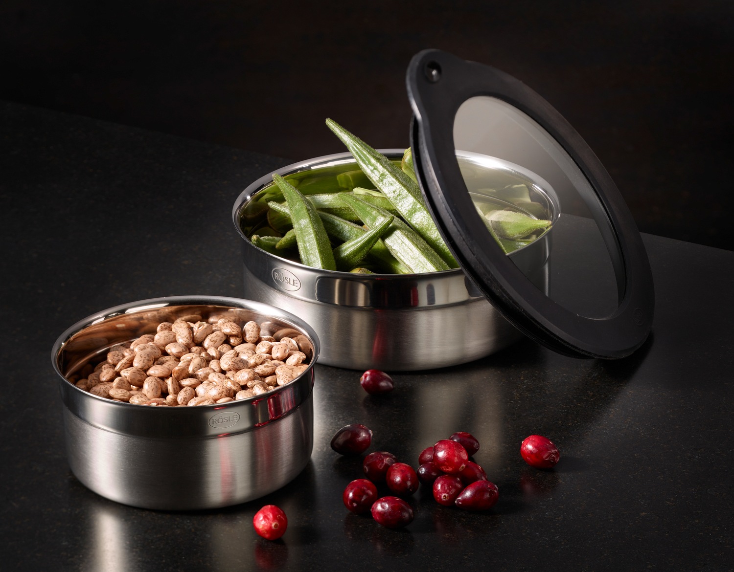 RÖSLE Frischhaltedeckel Glas, für Schüsseln und Töpfe, mit Silikonrand, spülmaschinengeeignet