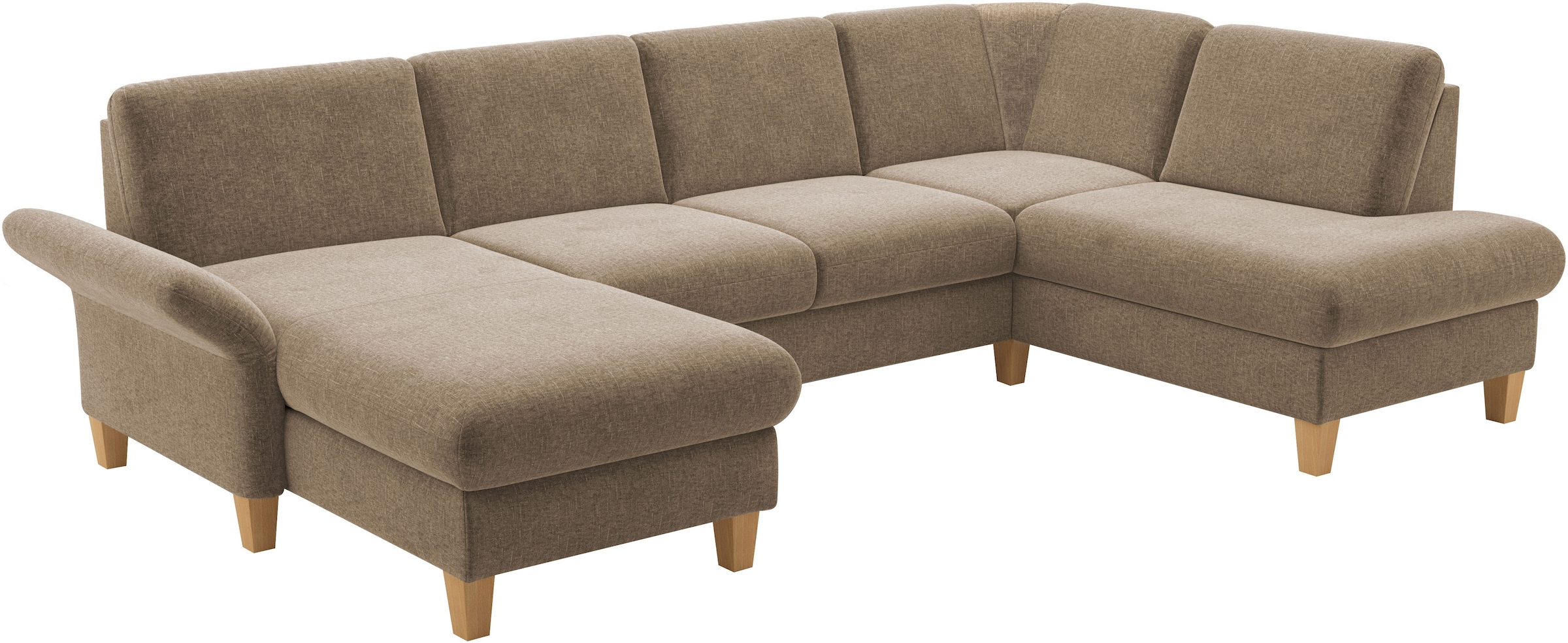 Home affaire Wohnlandschaft »Rochelle, U-Form«, optional mit Armteilverstellung, mit Bettfunktion & Bettkasten