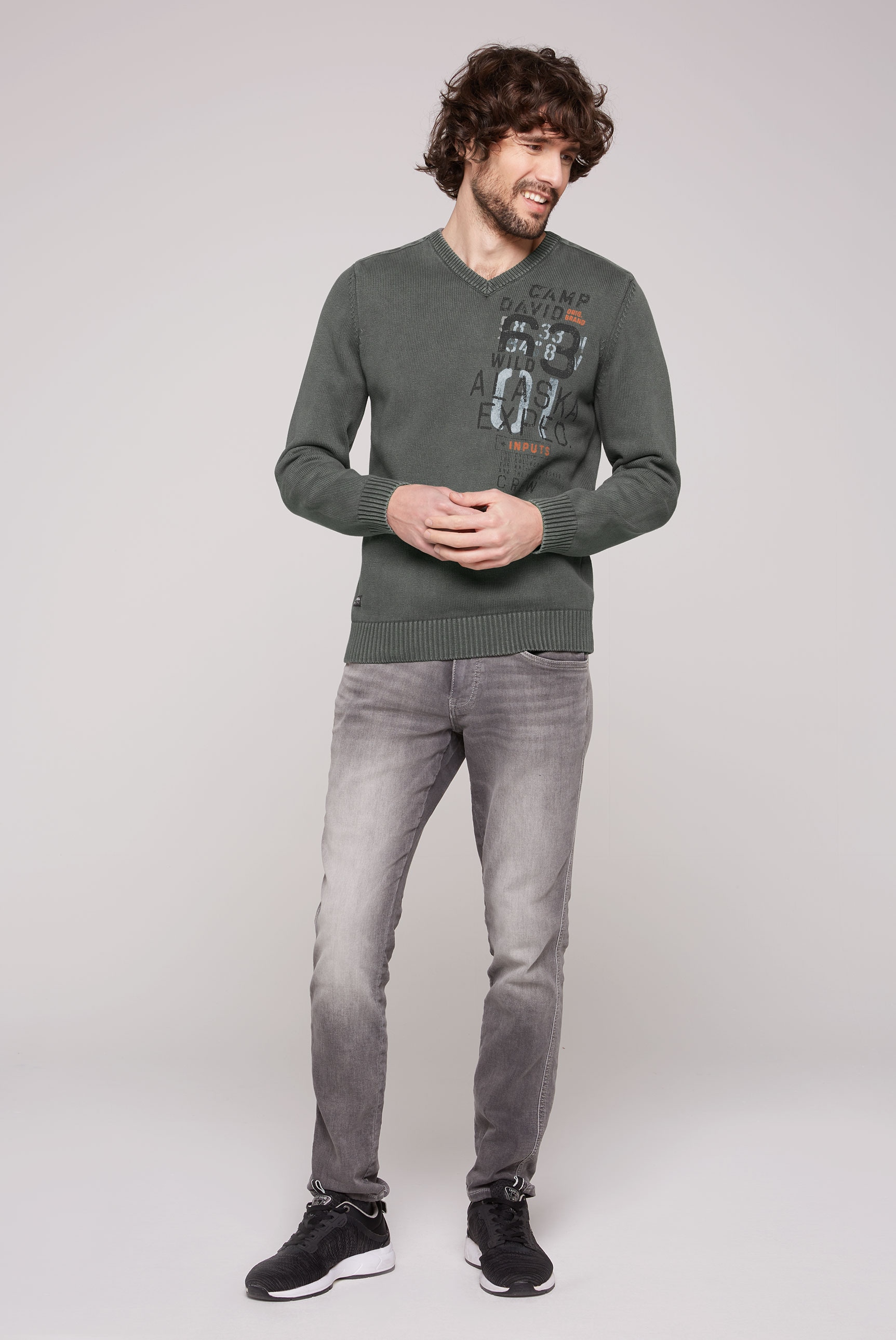 CAMP DAVID Strickpullover, mit Logoprints vorne und hinten