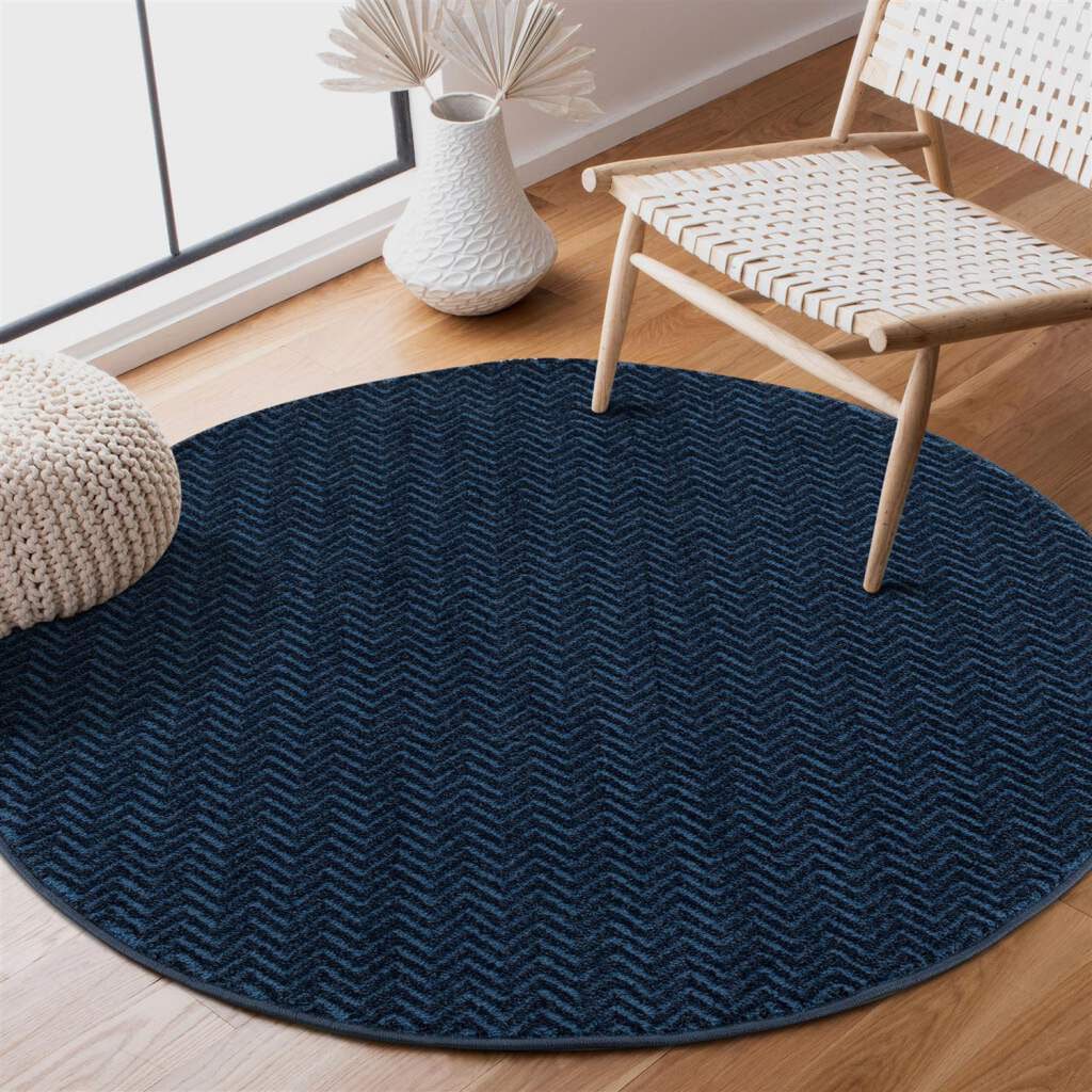 Carpet City Teppich »233-82-FANCY805-R«, rund, Kurzflor, Einfarbig,  3D-Optik, Zickzack Look | Hochflor-Teppiche